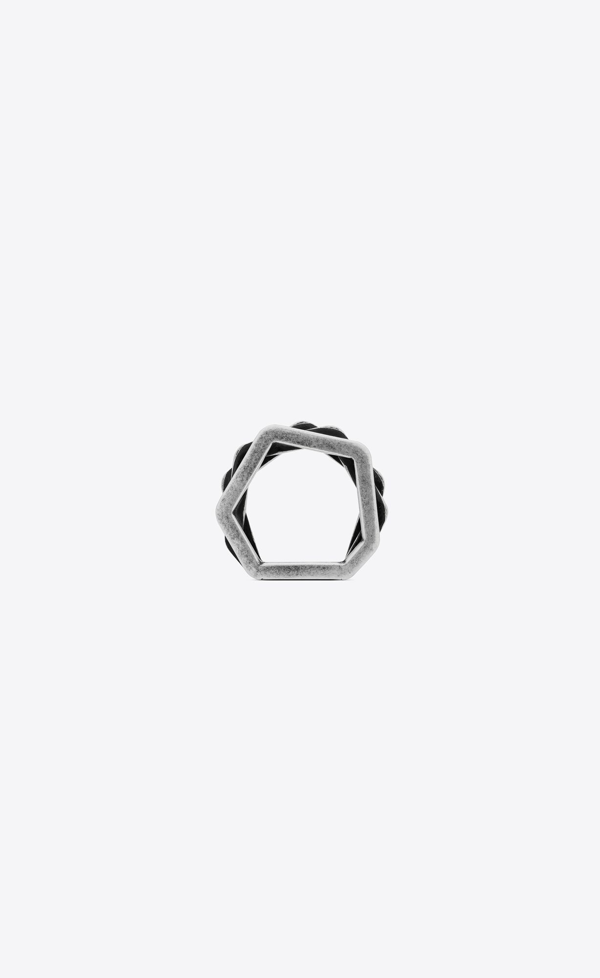 YSL Three-row Ring In Metal Oxidized Silver | OYHUD8169