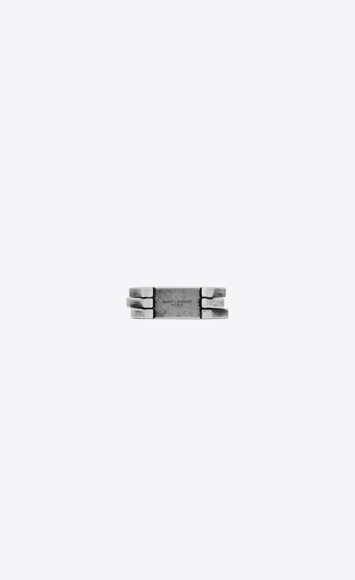 YSL Three-row Ring In Metal Oxidized Silver | OYHUD8169