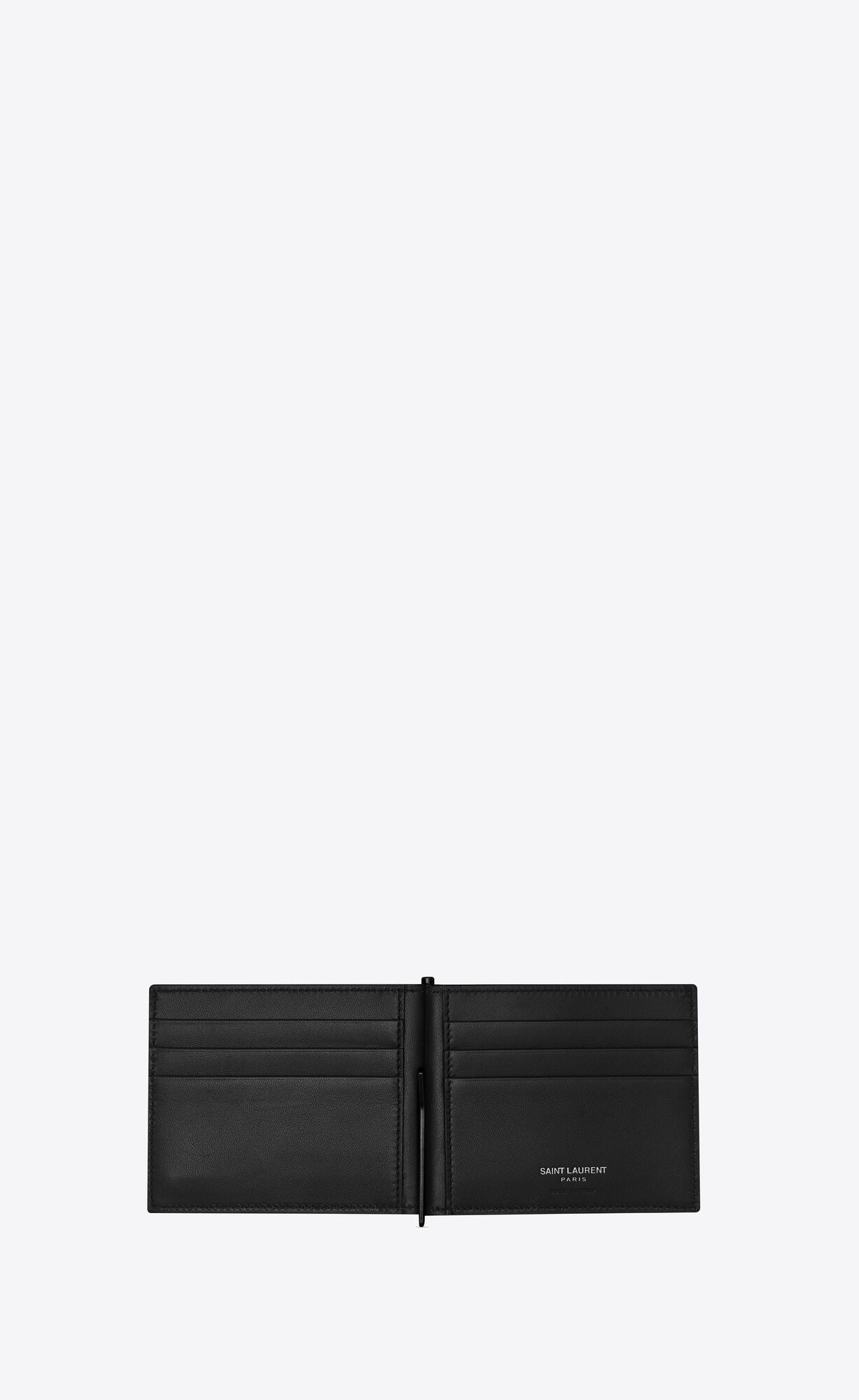 YSL Tiny Cassandre Bill Clip Wallet In Crocodile-embossed Leather Black | NGBSF7568