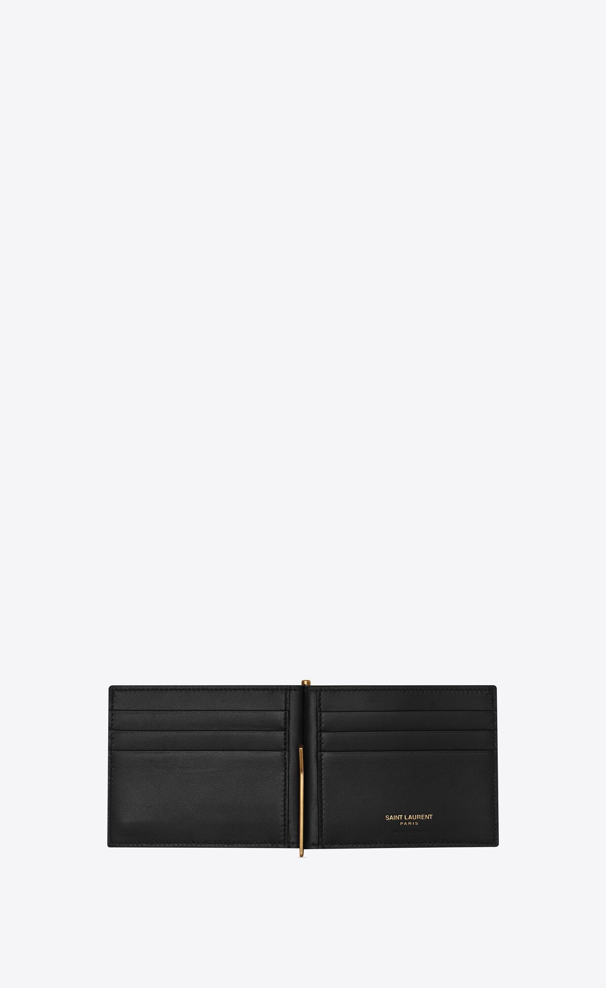 YSL Tiny Cassandre Bill Clip Wallet In Crocodile-embossed Matte Leather Black | TFCDZ9064