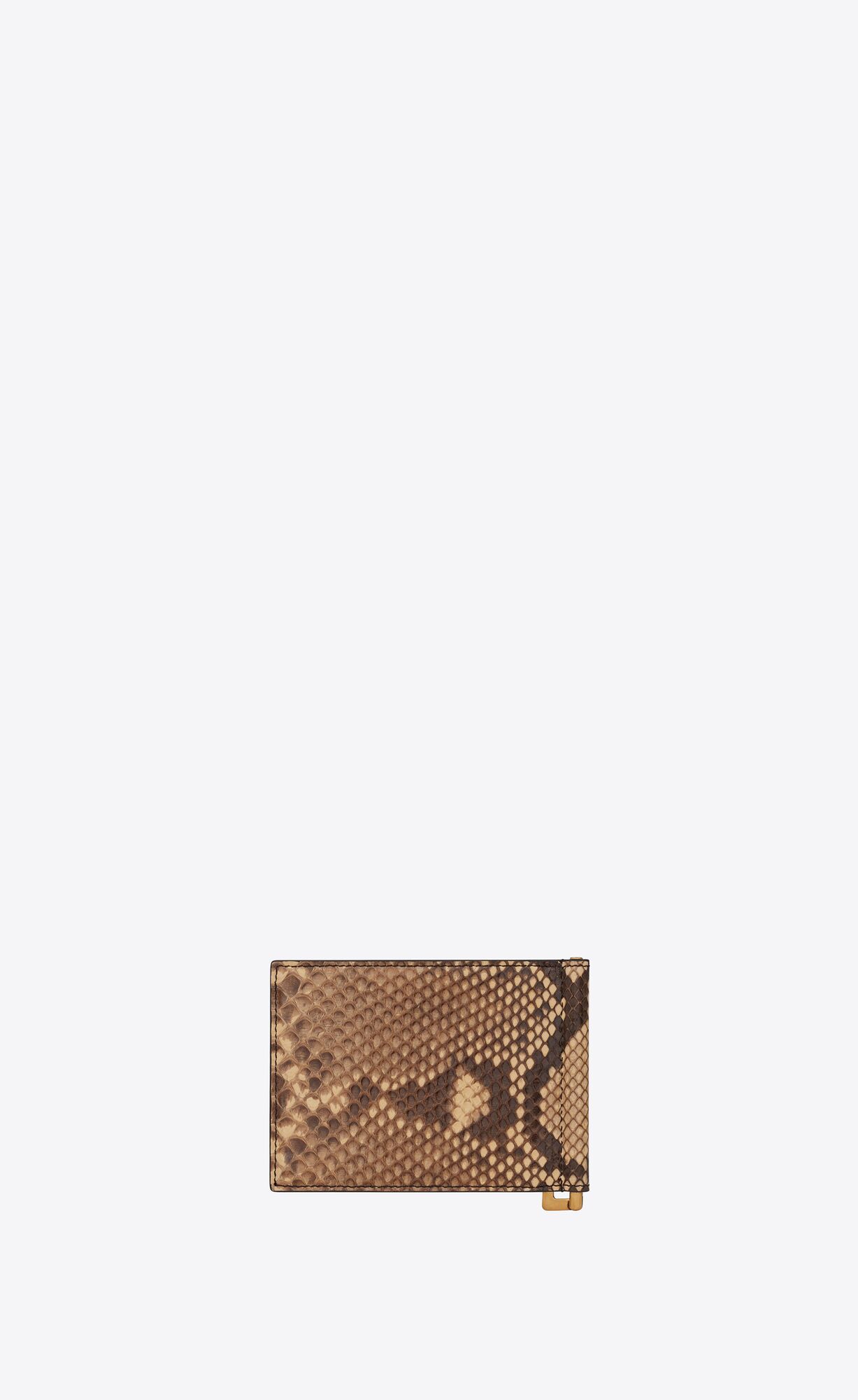 YSL Tiny Cassandre Bill Clip Wallet In Python Beige And Brown | WOVCU2415