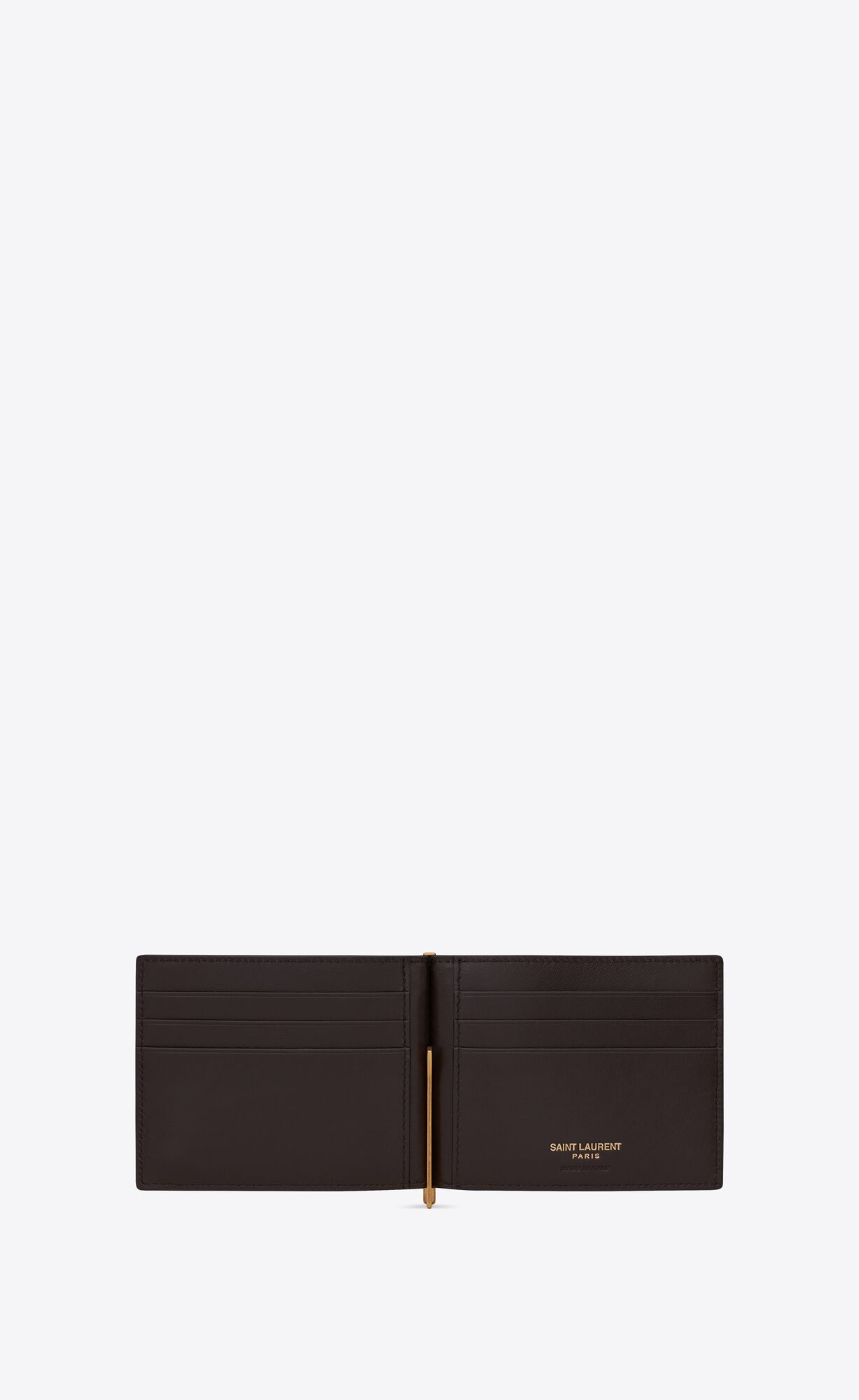 YSL Tiny Cassandre Bill Clip Wallet In Python Beige And Brown | WOVCU2415