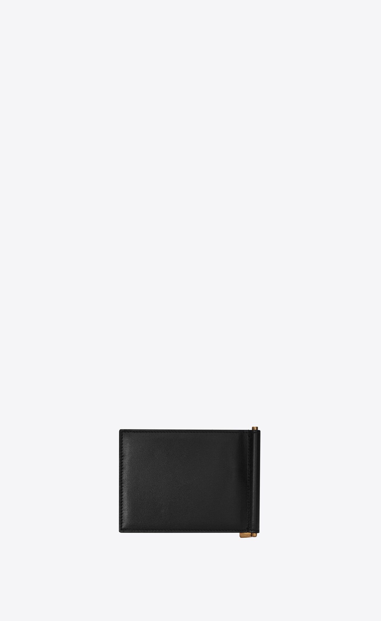 YSL Tiny Cassandre Bill Clip Wallet In Shiny Leather Black | RFVXH0613