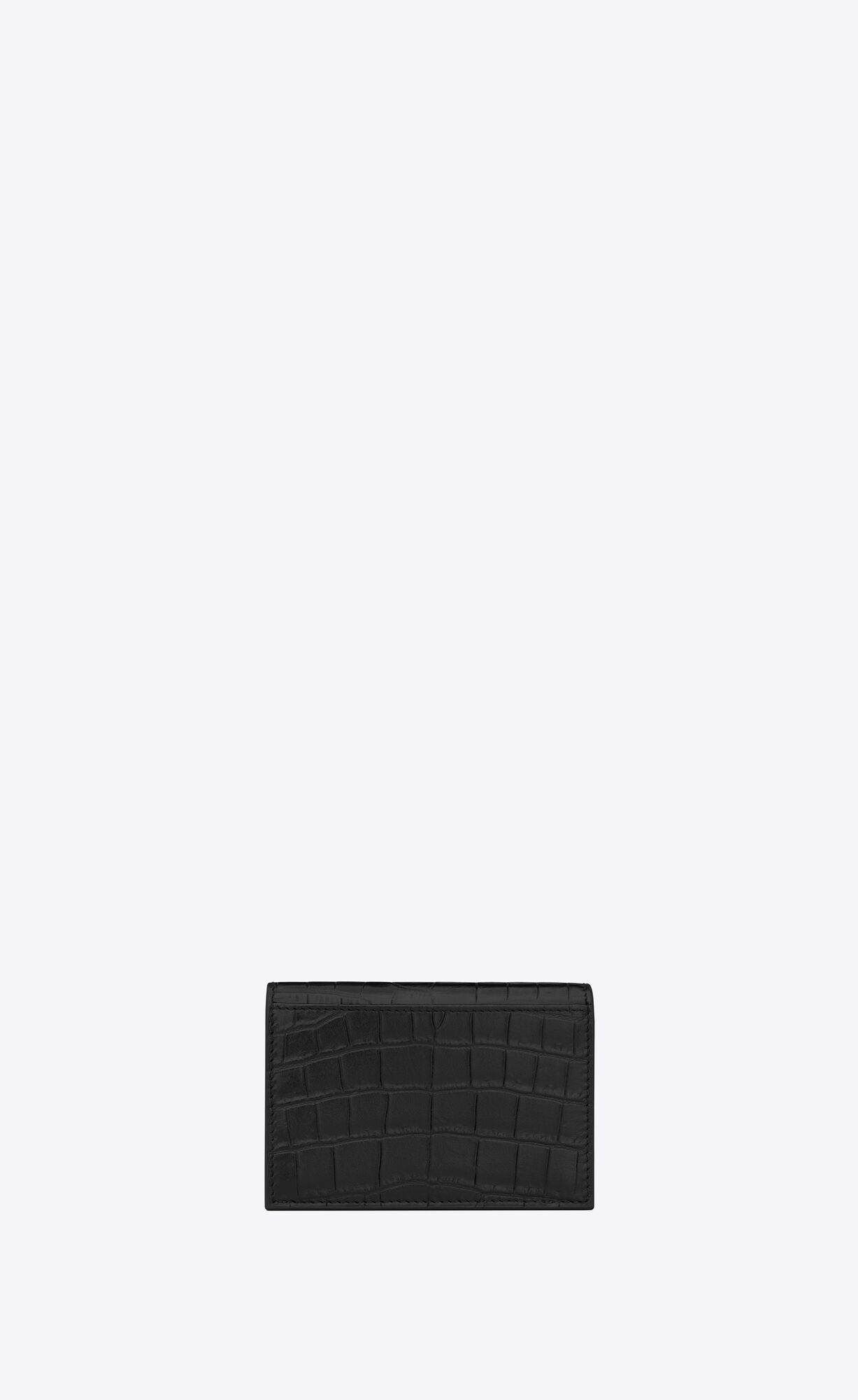 YSL Tiny Cassandre Business Card Case In Crocodile-embossed Leather Black | WFIPQ5817