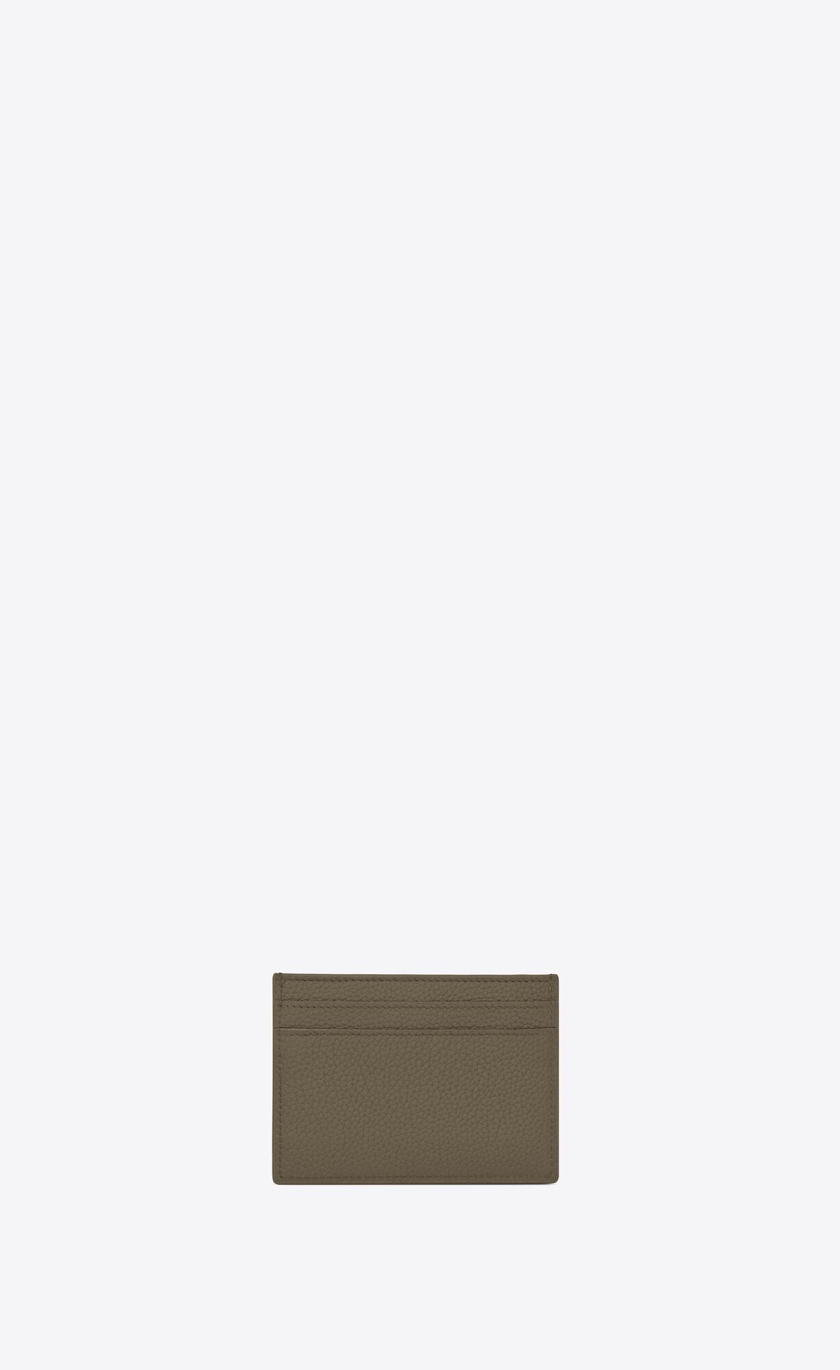 YSL Tiny Cassandre Card Case In Grained Leather Dark Khaki | NZDXU2056