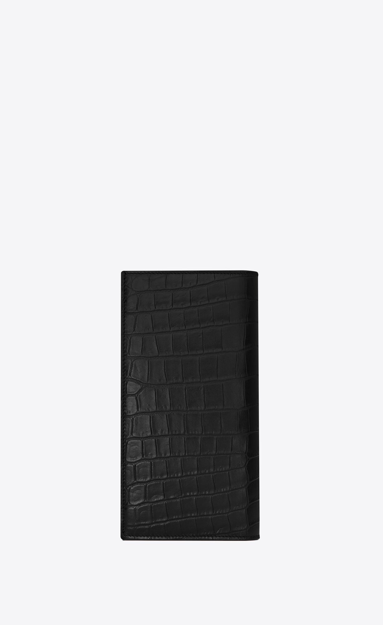 YSL Tiny Cassandre Continental Wallet In Crocodile-embossed Matte Leather Black | WHUVT9635