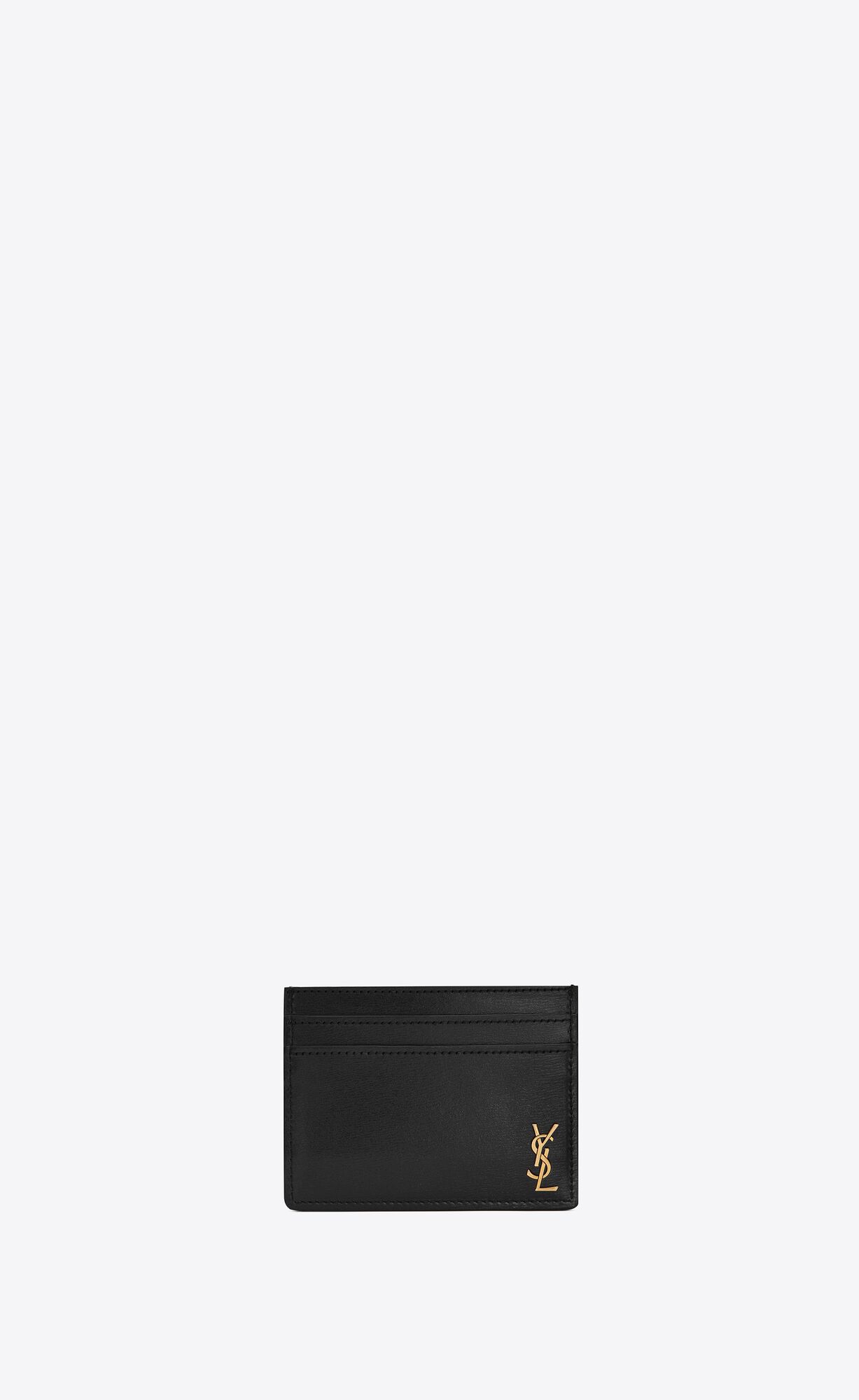 YSL Tiny Cassandre Credit Card Case In Shiny Leather Black | AHGJW8051