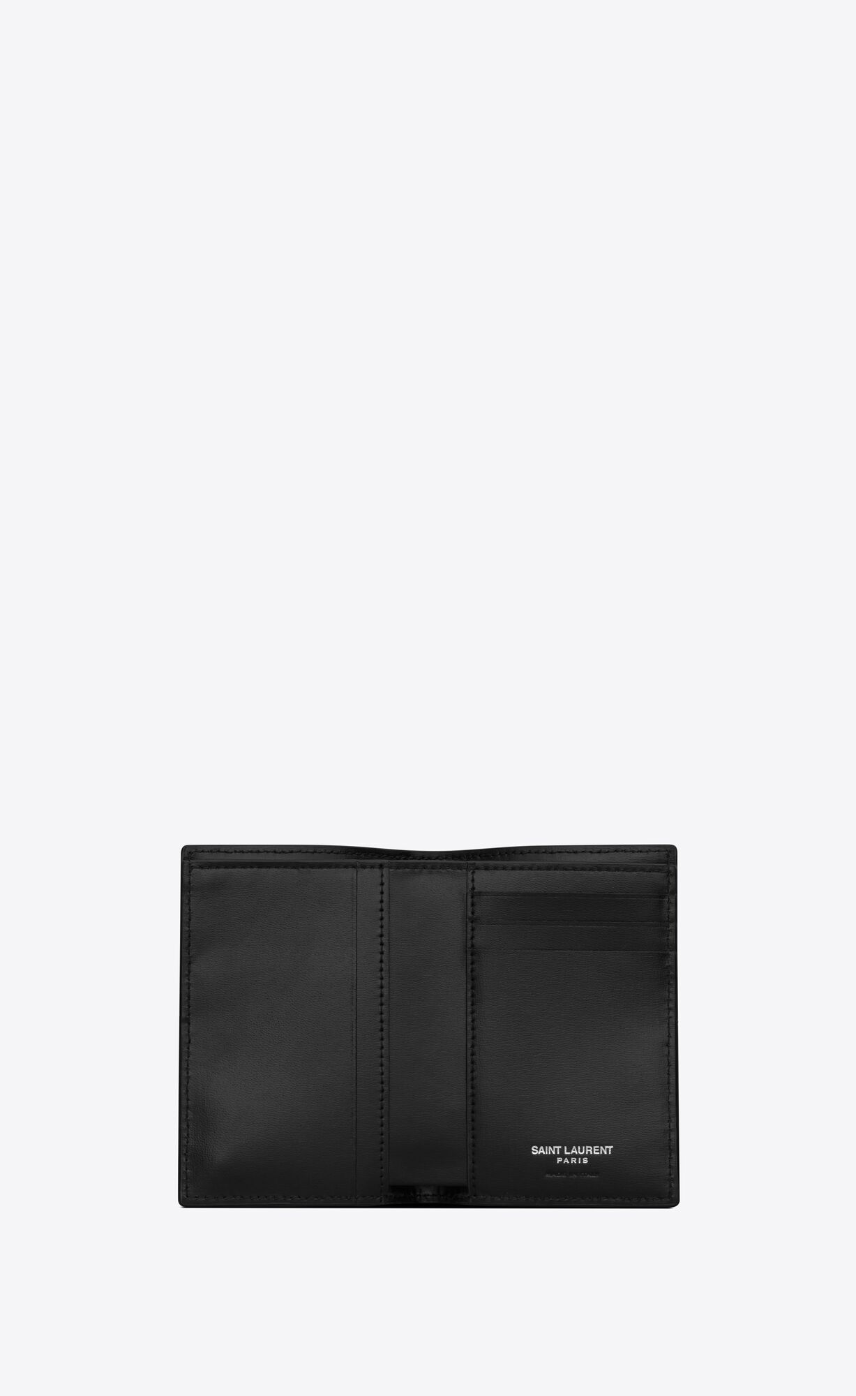 YSL Tiny Cassandre Credit Card Wallet In Matte Leather Black | PBJNA1607