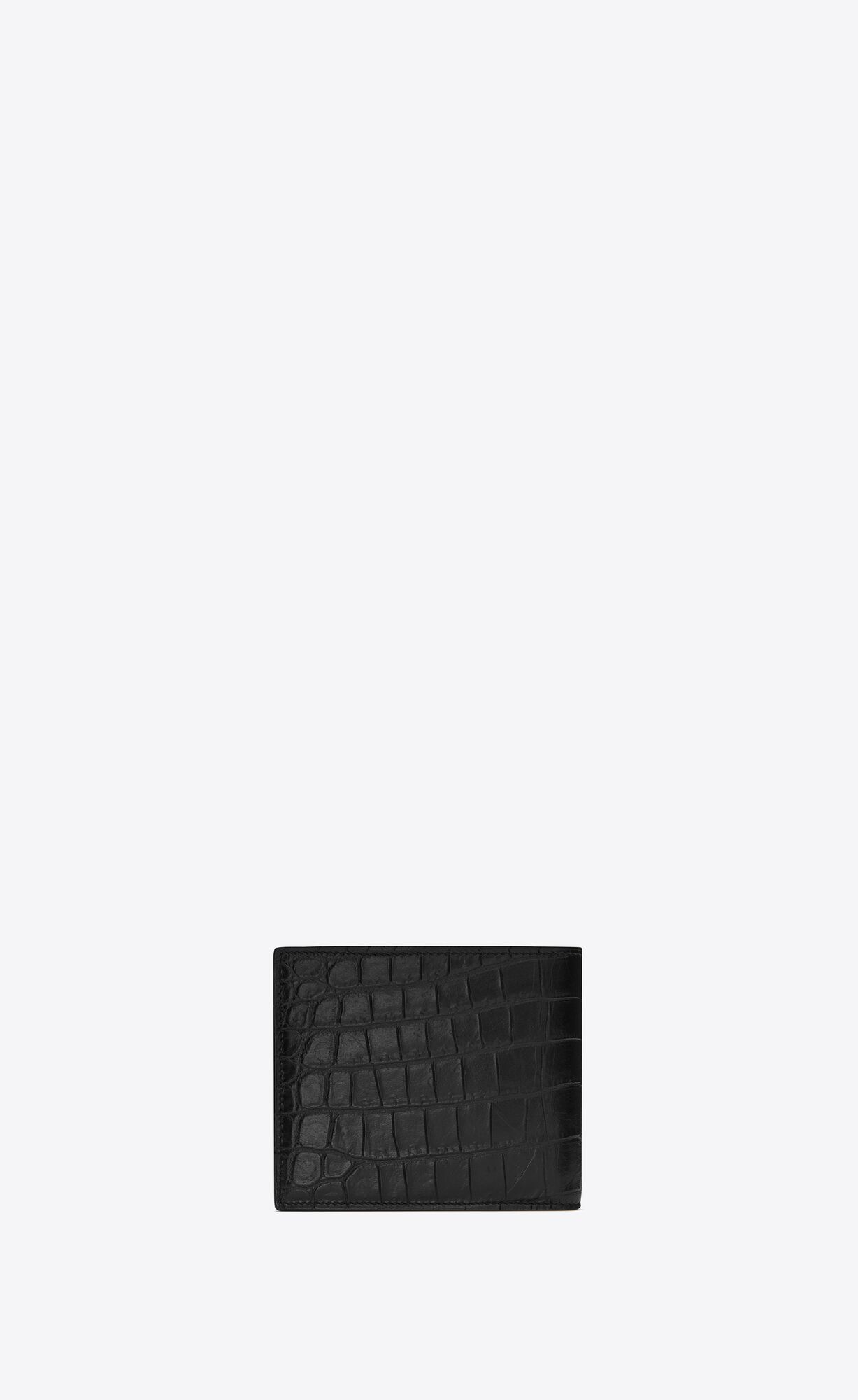 YSL Tiny Cassandre East/West Wallet In Crocodile-embossed Matte Leather Black | FYCHD8963