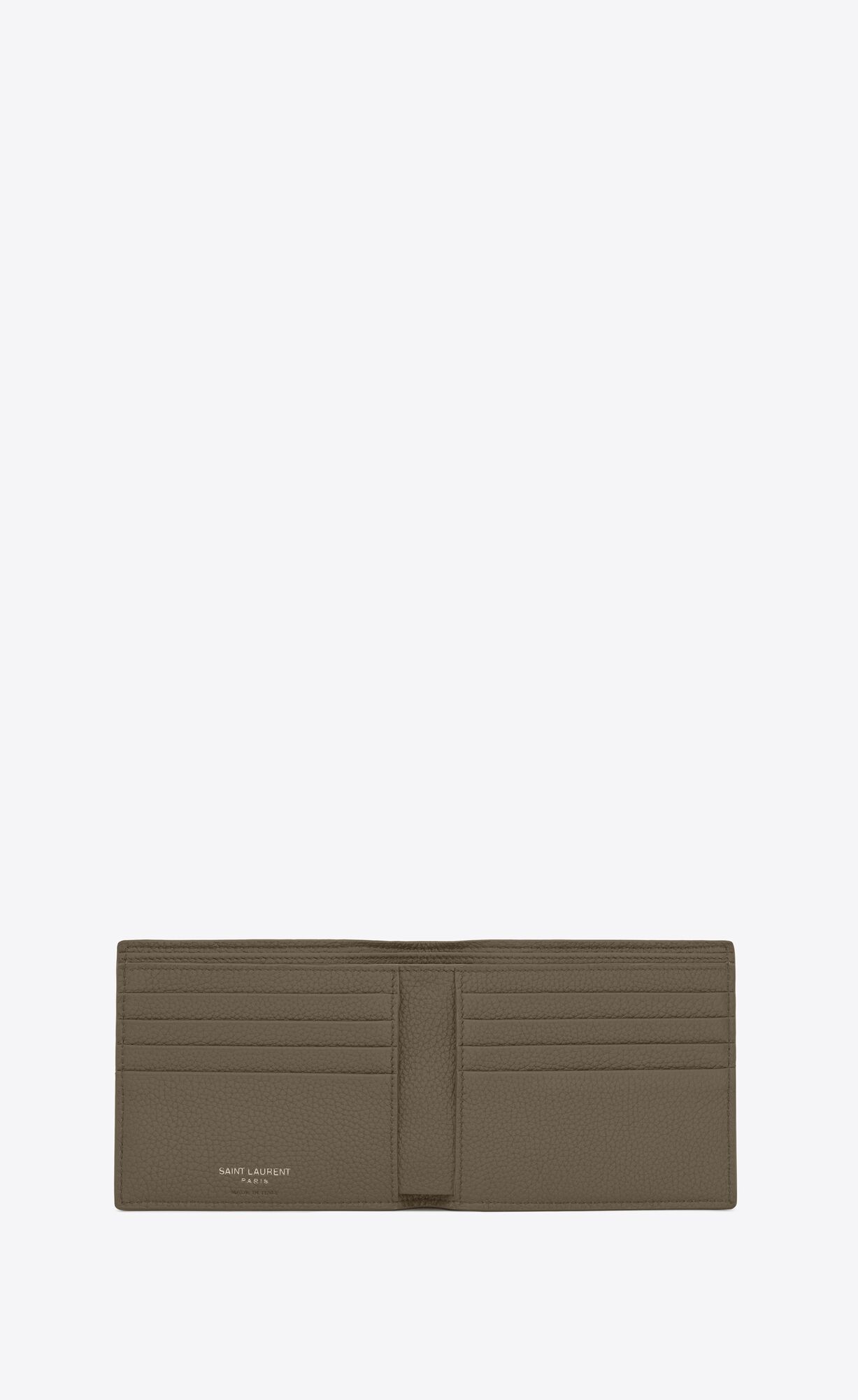 YSL Tiny Cassandre East/West Wallet In Grained Leather Dark Khaki | JAIDM8360