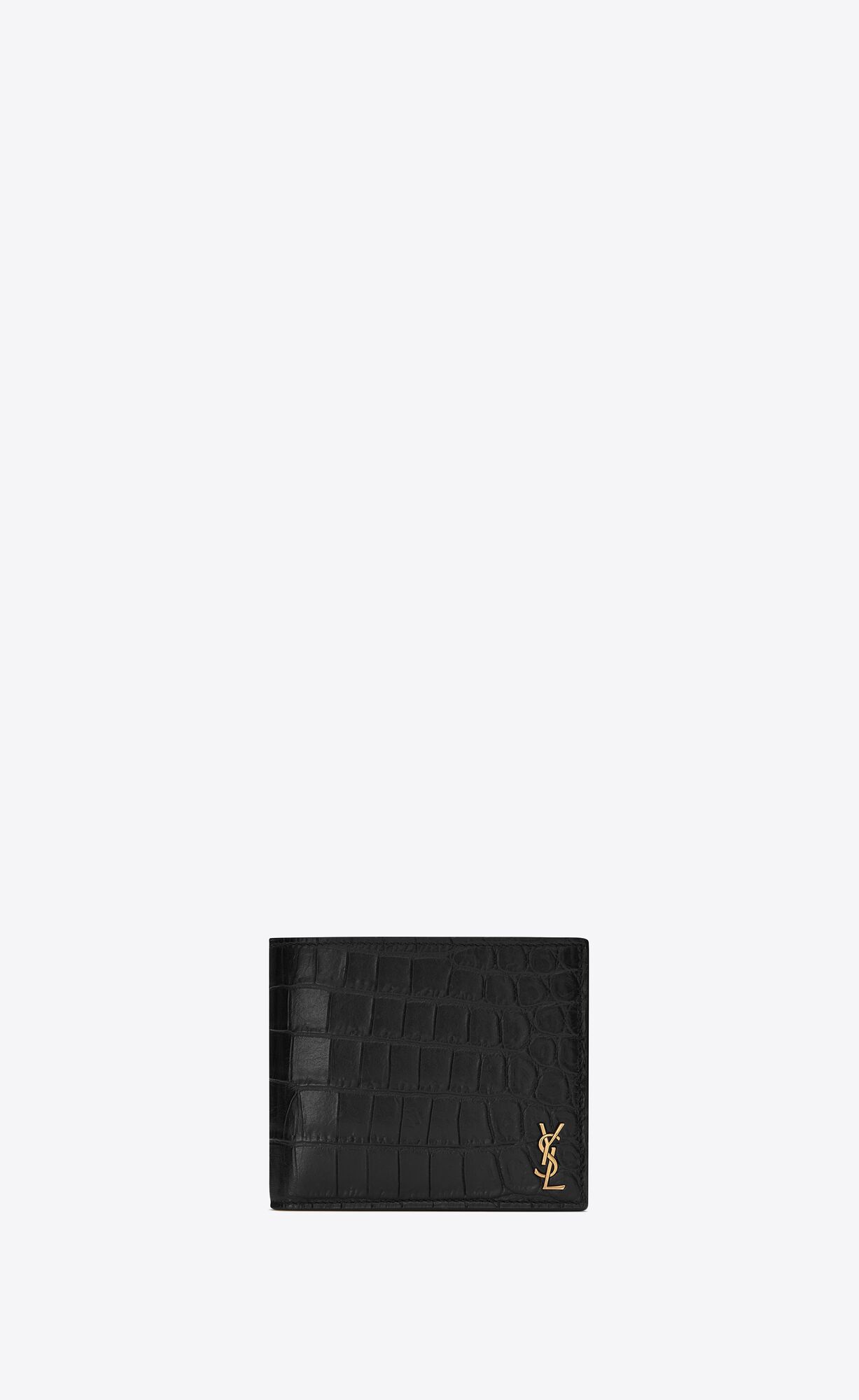 YSL Tiny Cassandre East/West Wallet With Coin Purse In Crocodile-embossed Matte Leather Black | BRVWT6217