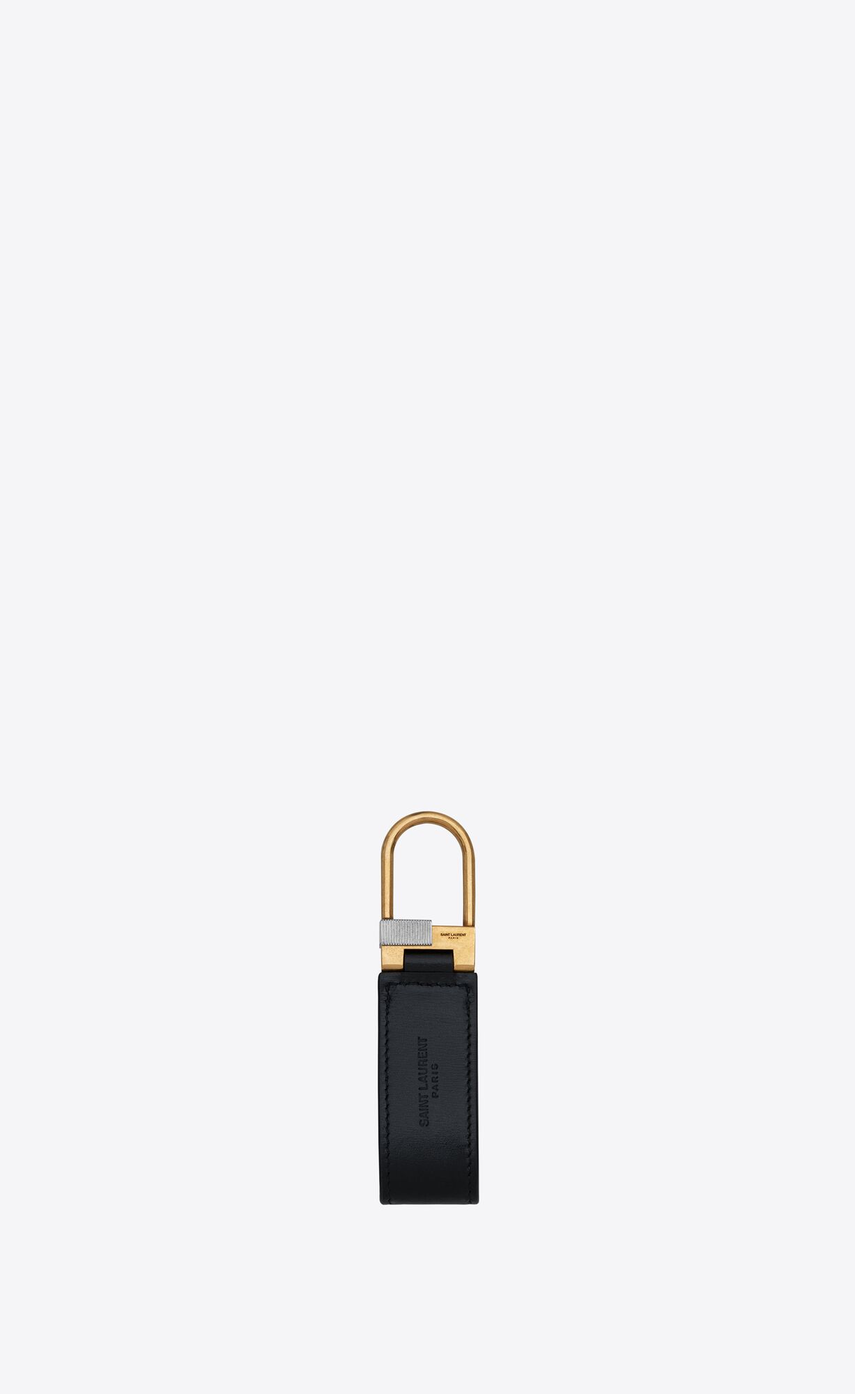 YSL Tiny Cassandre Keyring In Smooth Leather Black | FQDGN6981