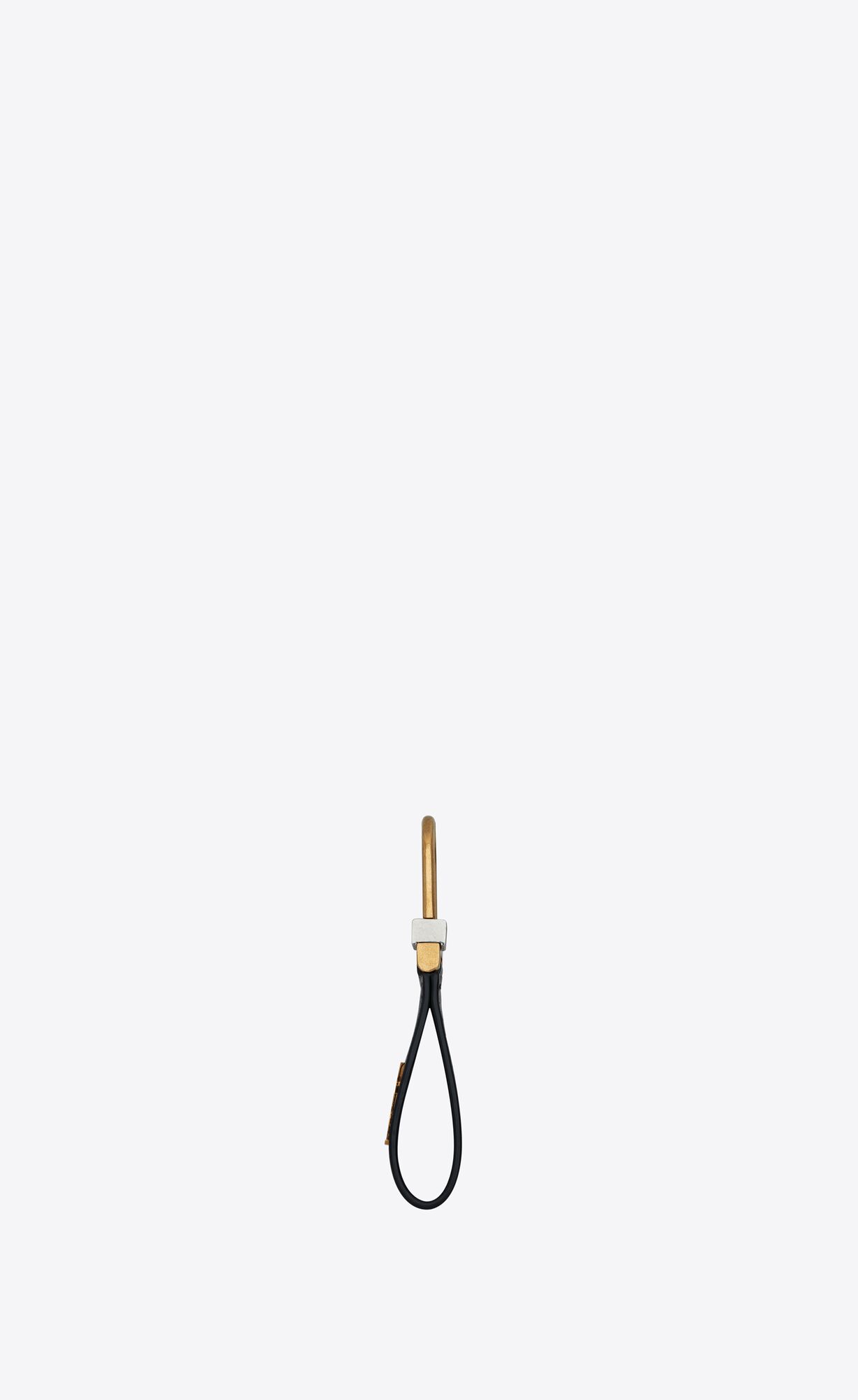 YSL Tiny Cassandre Keyring In Smooth Leather Black | FQDGN6981