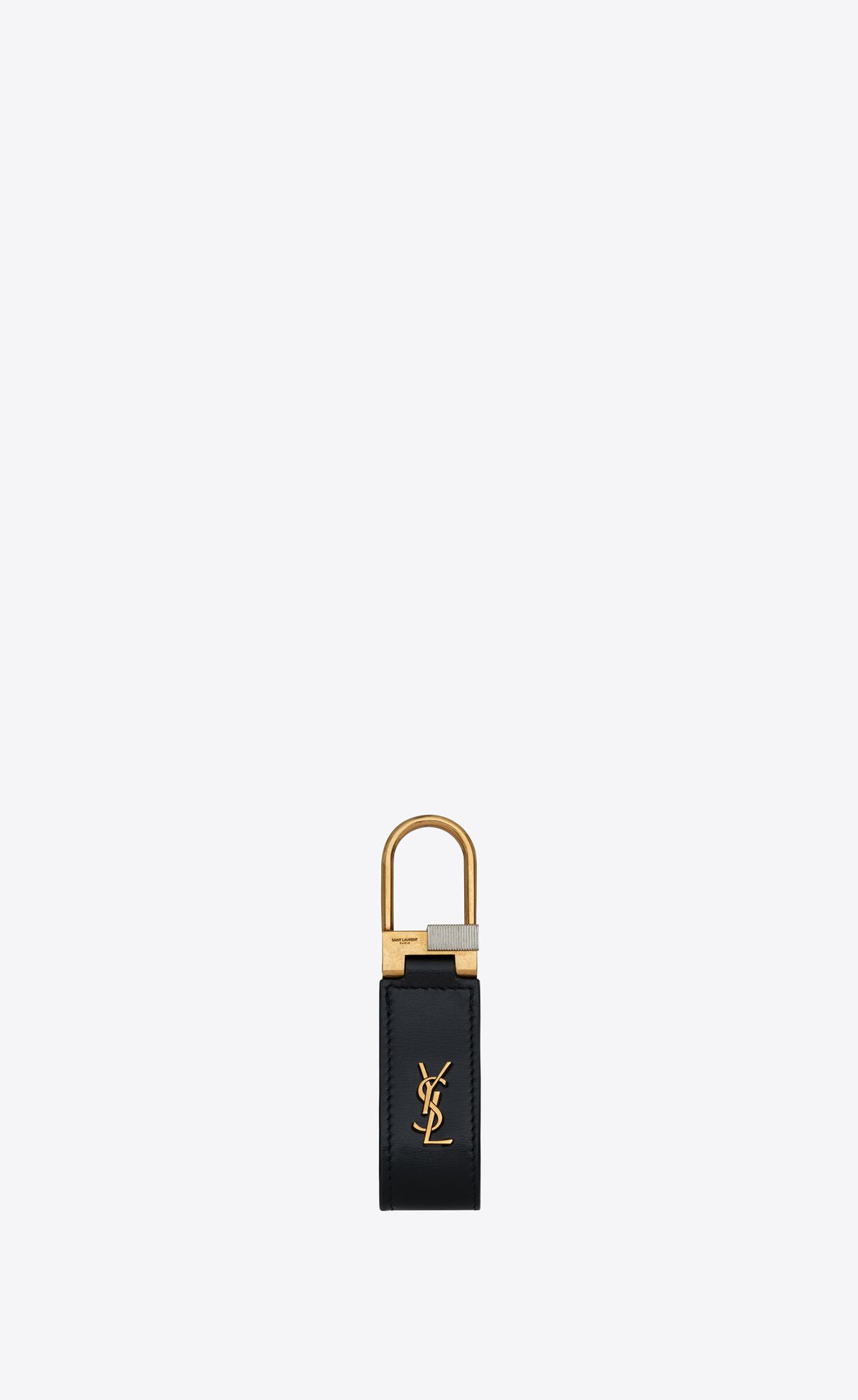 YSL Tiny Cassandre Keyring In Smooth Leather Black | FQDGN6981