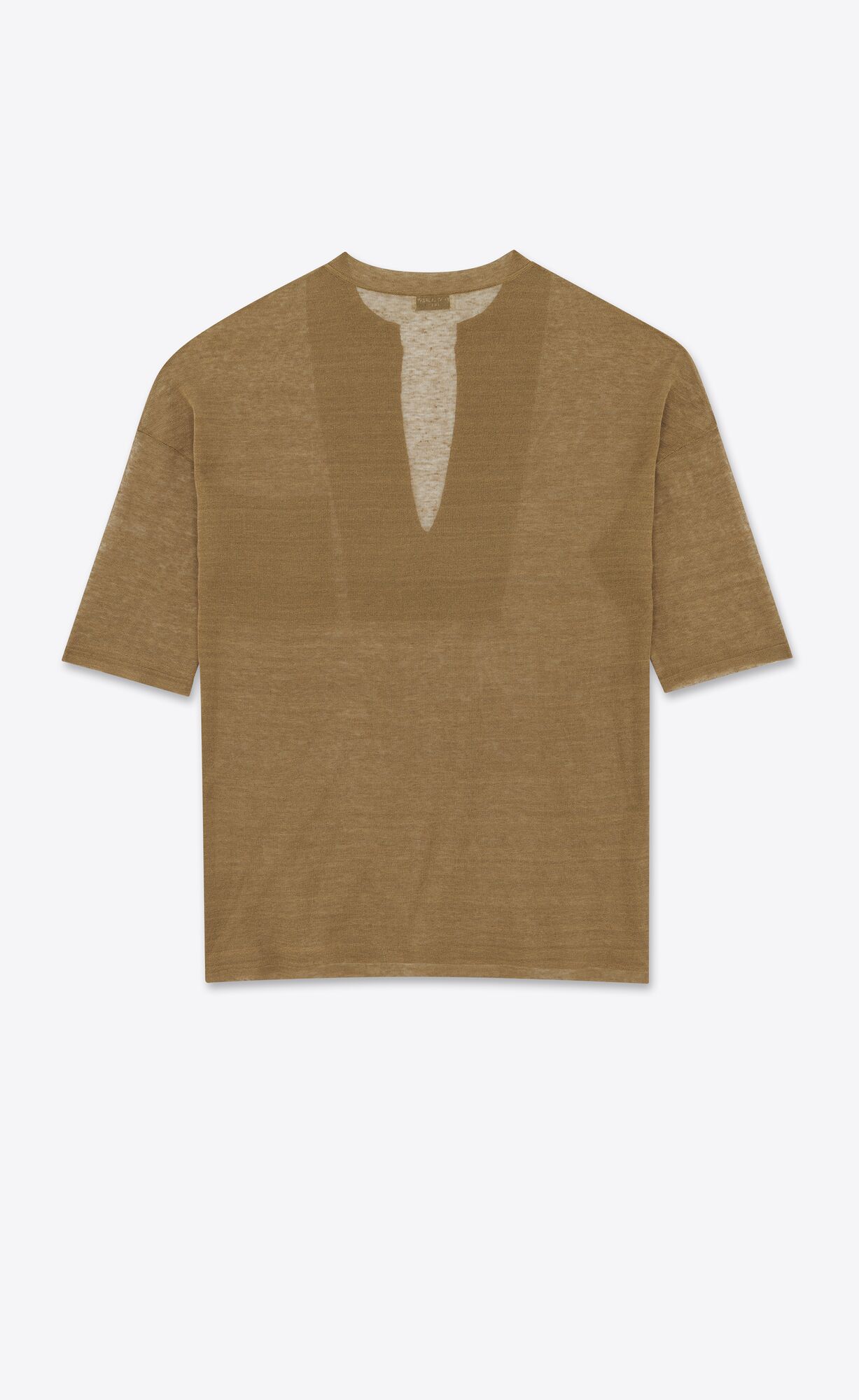 YSL Top In Linen And Silk Khaki | RAFHX3215