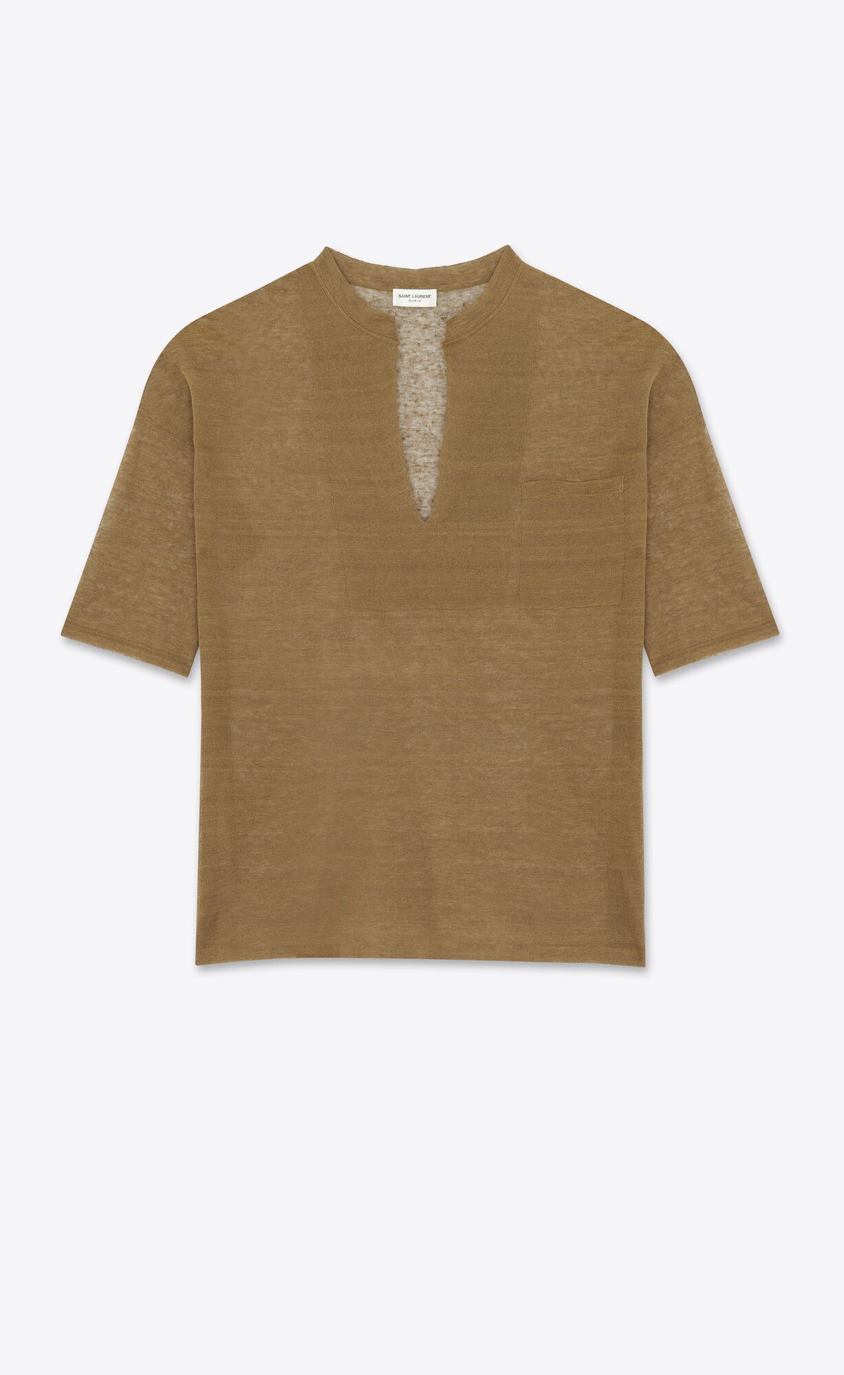 YSL Top In Linen And Silk Khaki | RAFHX3215