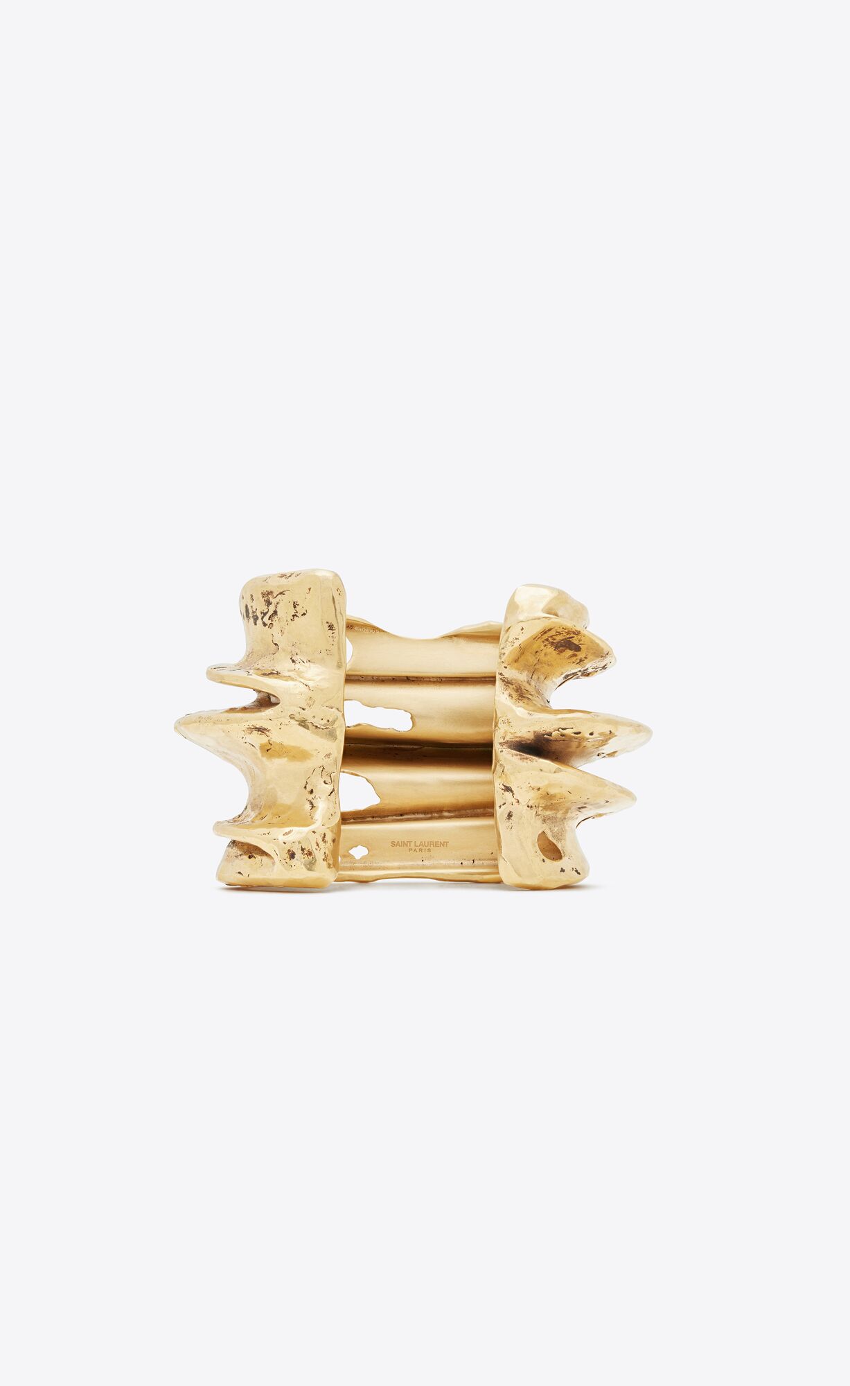 YSL Tornado Crater Cuff Bracelet In Metal Aged Gold | RXIGV0564