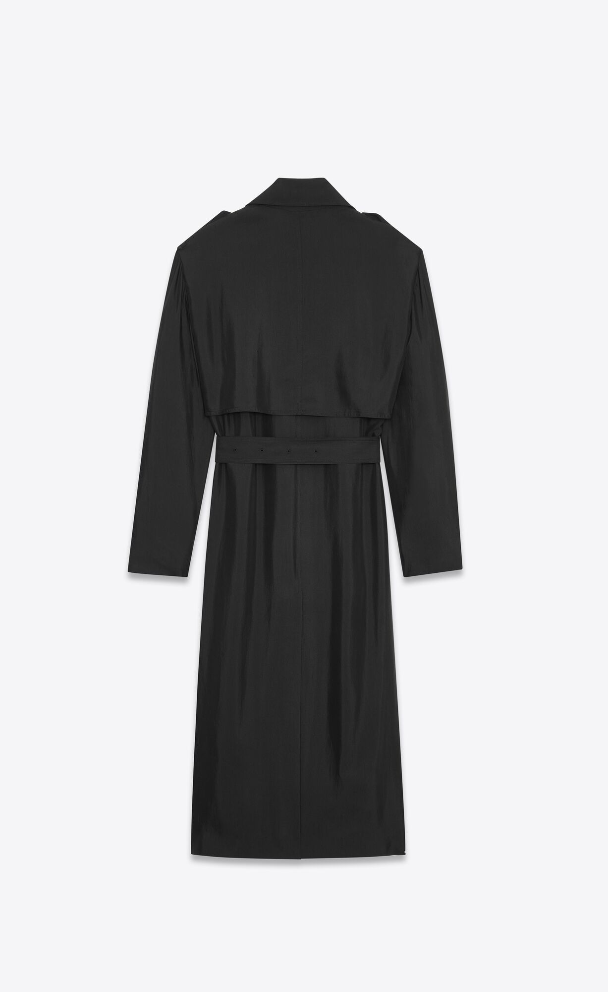 YSL Trench Coat In Silk Satin Black | RPDZB0195