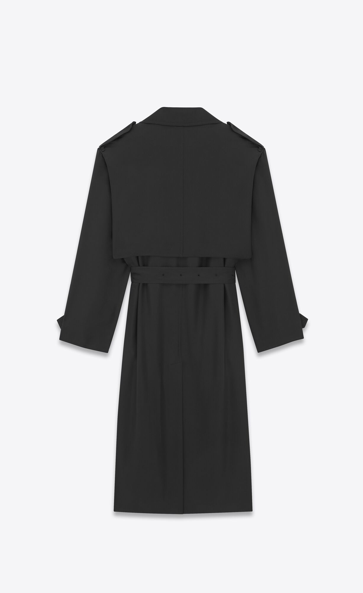 YSL Trench Coat In Silk Satin Black | SJVZT6093