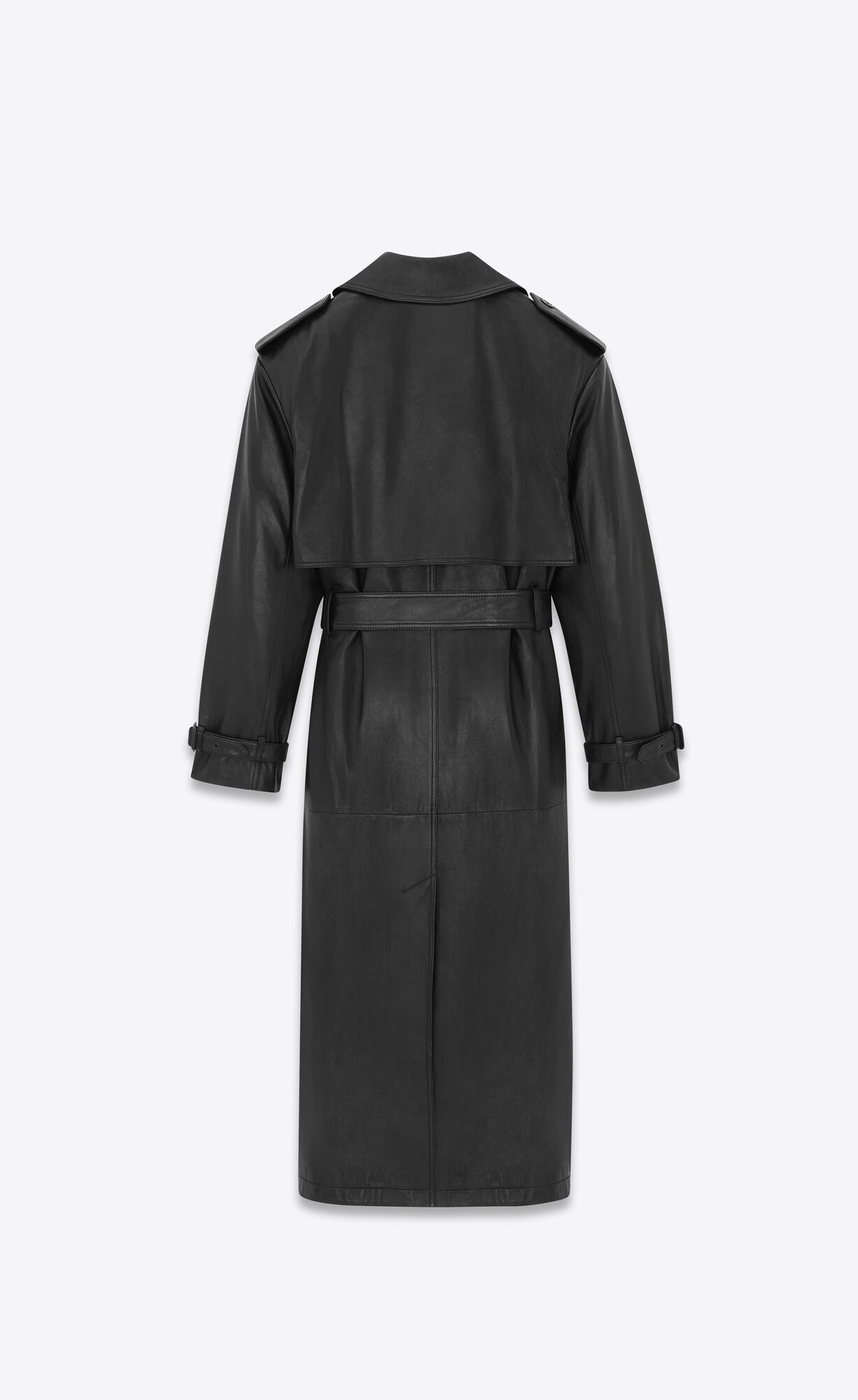 YSL Trench-coat In Lambskin Black | AWSUK4836