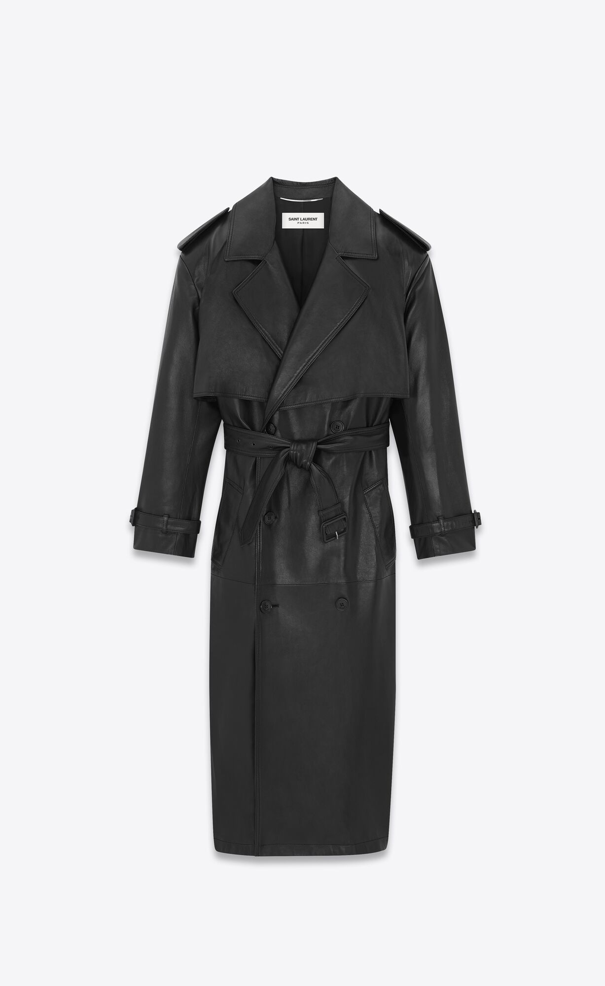 YSL Trench-coat In Lambskin Black | AWSUK4836