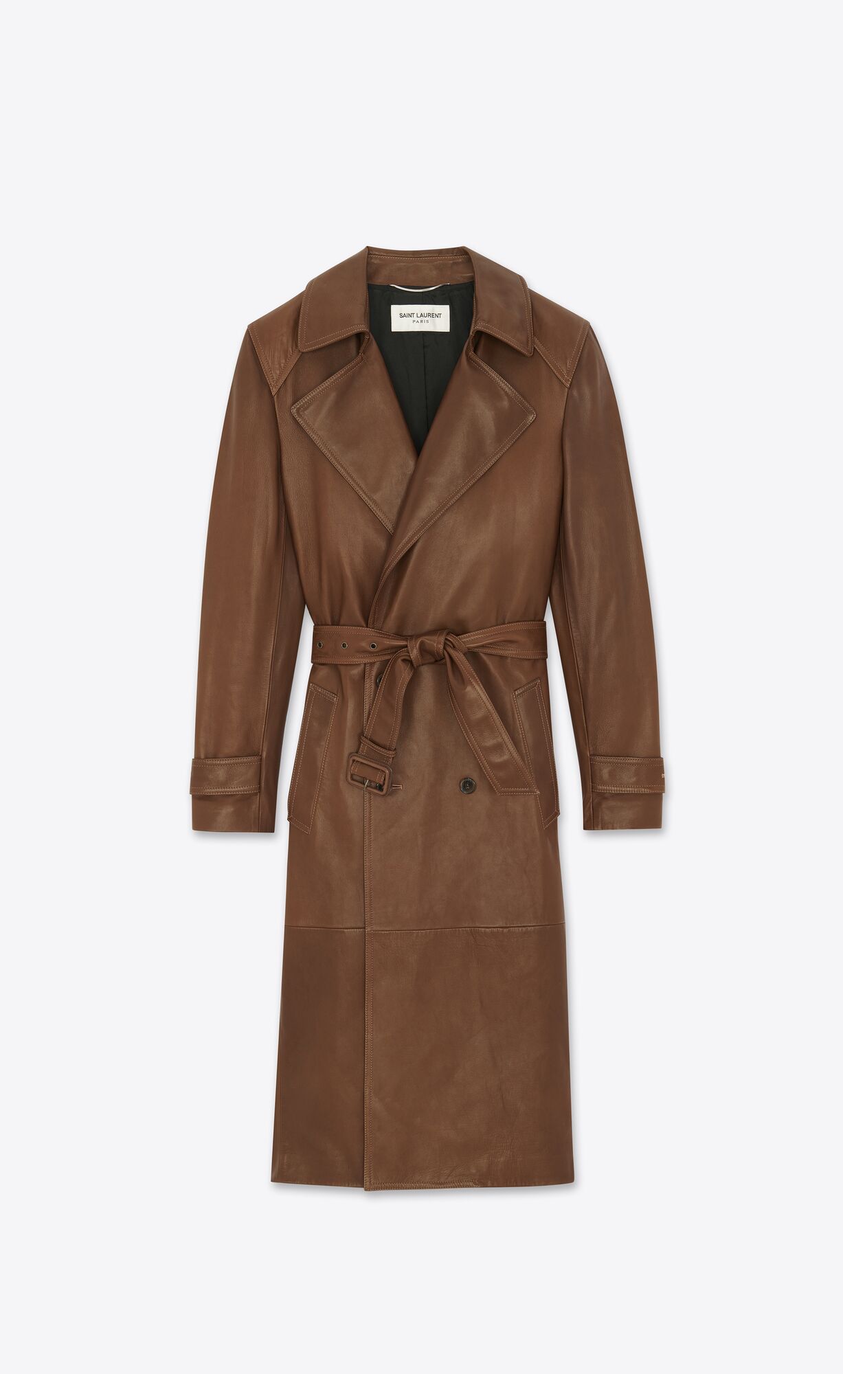 YSL Trench-coat In Lambskin Brun Chene | SZHFE0258