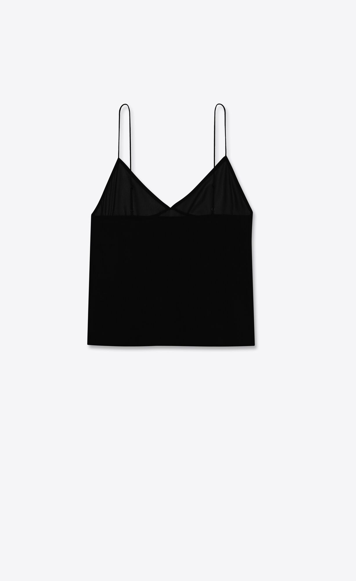 YSL Triangle Camisole In Washed Silk Georgette Black | QCOHZ4053