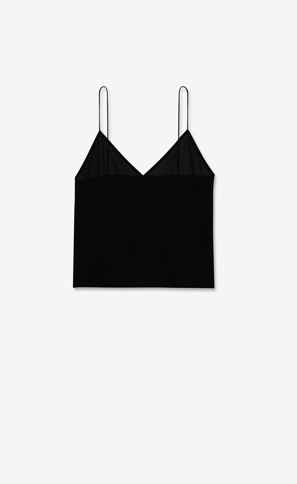 YSL Triangle Camisole In Washed Silk Georgette Black | QCOHZ4053