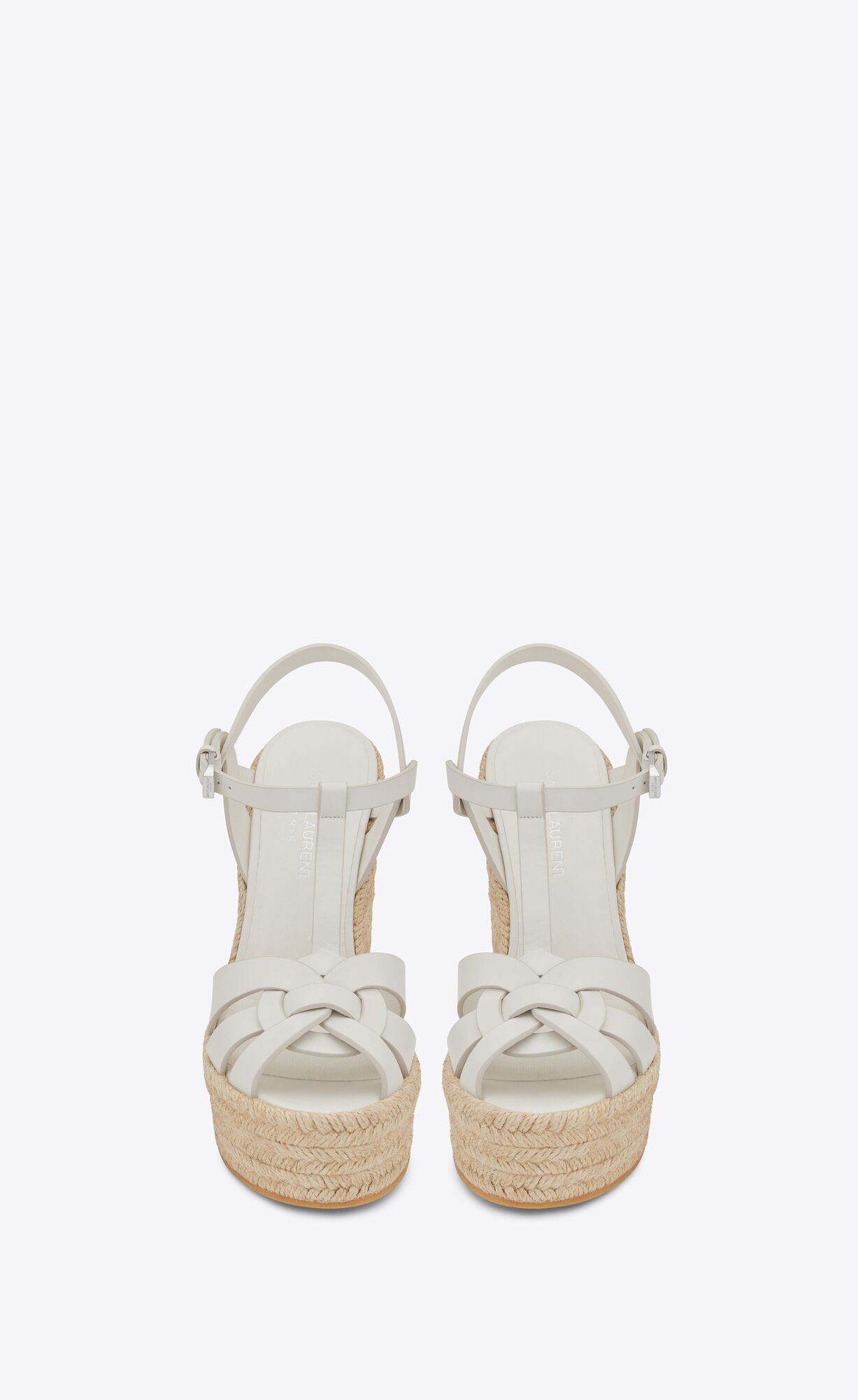 YSL Tribute Espadrilles Wedge In Smooth Leather White | QHIOJ1583