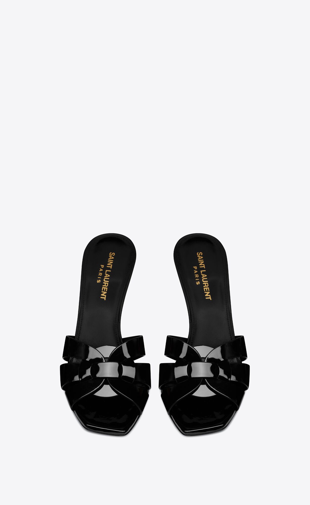 YSL Tribute Mules In Patent Leather Black | BLGTE9387