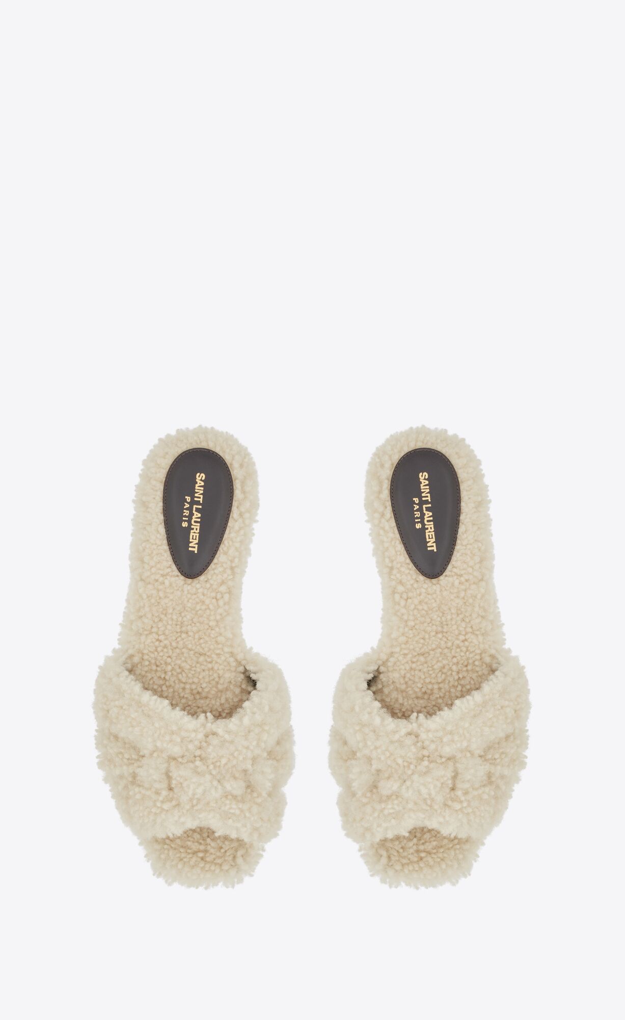 YSL Tribute Mules In Shearling Naturel | OTJQV3712