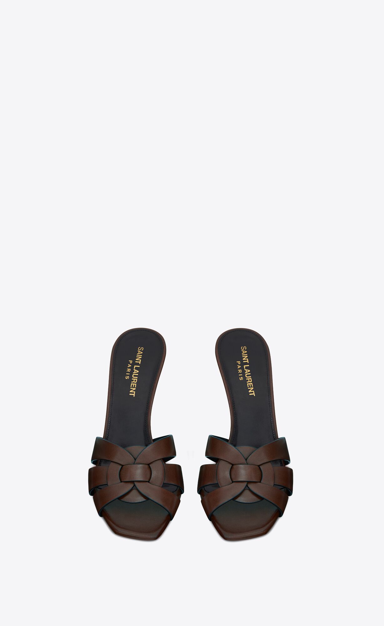 YSL Tribute Mules In Smooth Leather Dark Chocolate | IDTRX2173