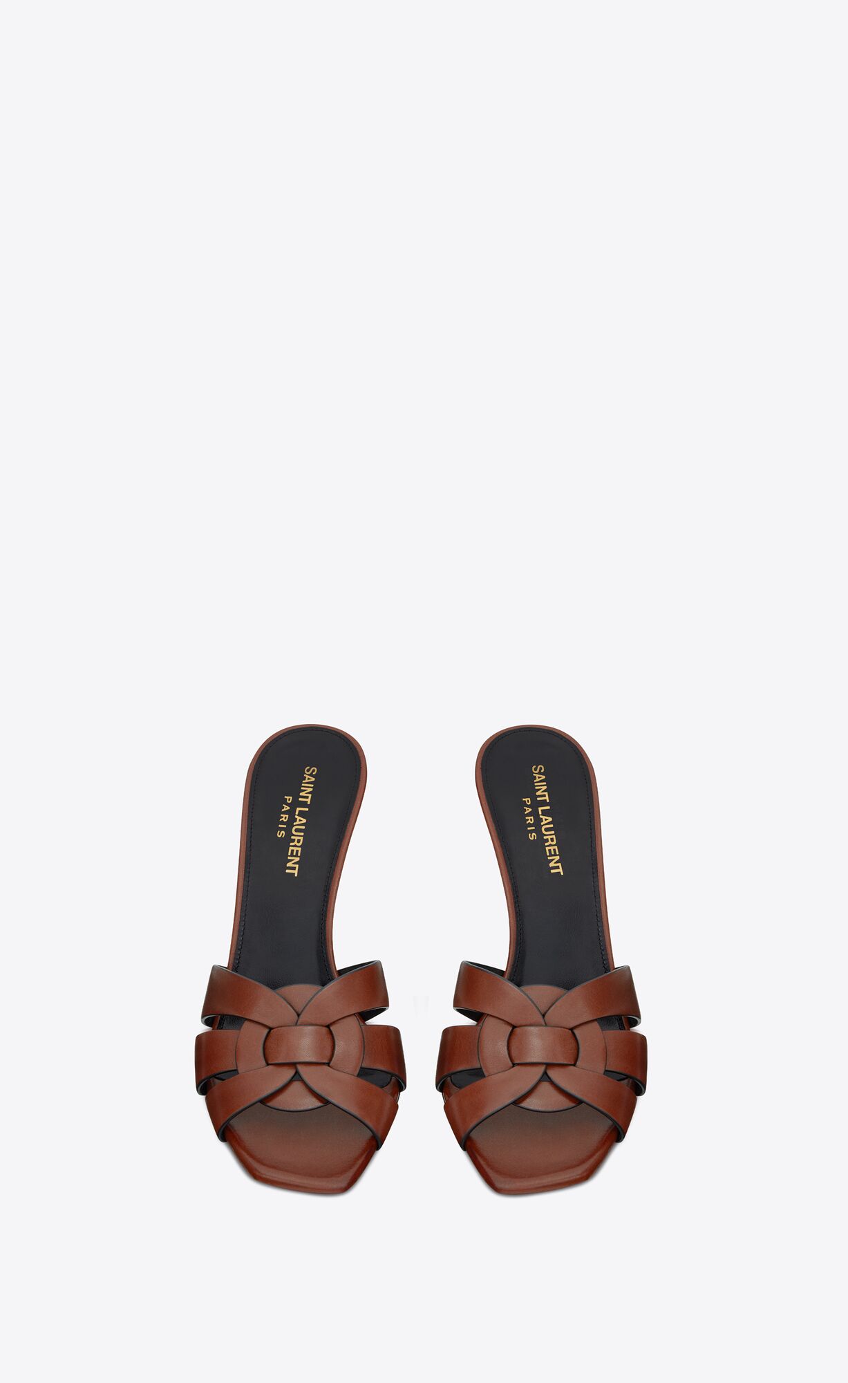 YSL Tribute Mules In Smooth Leather Toffee | VTGEX7340