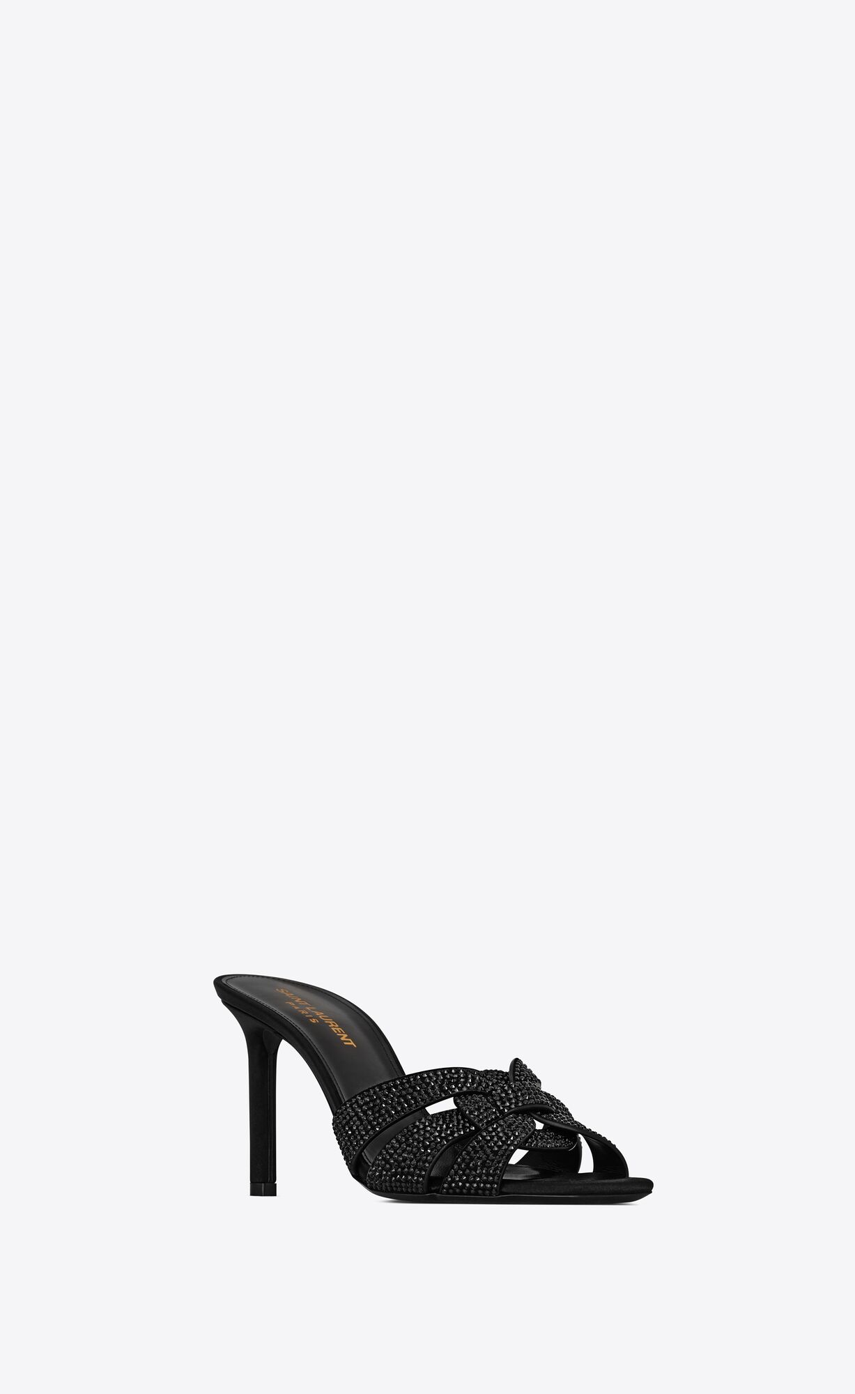 YSL Tribute Mules In Suede With Rhinestones Black | HTSFO4916