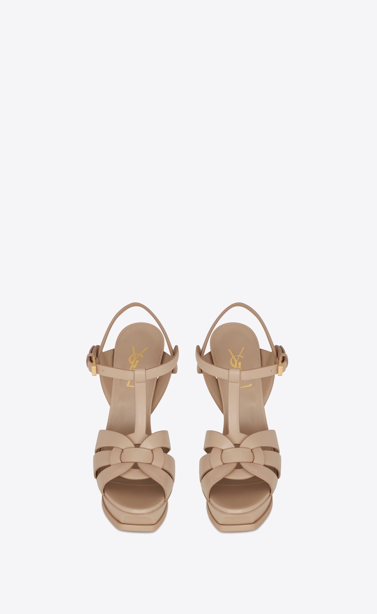 YSL Tribute Platform Sandals In Smooth Leather Dark Beige | PJVBU8142