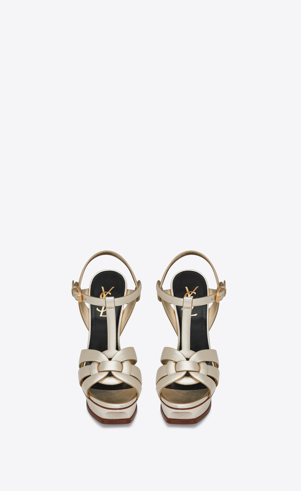 YSL Tribute Sandals In Metallic Leather Pale Gold | WJQUZ8037