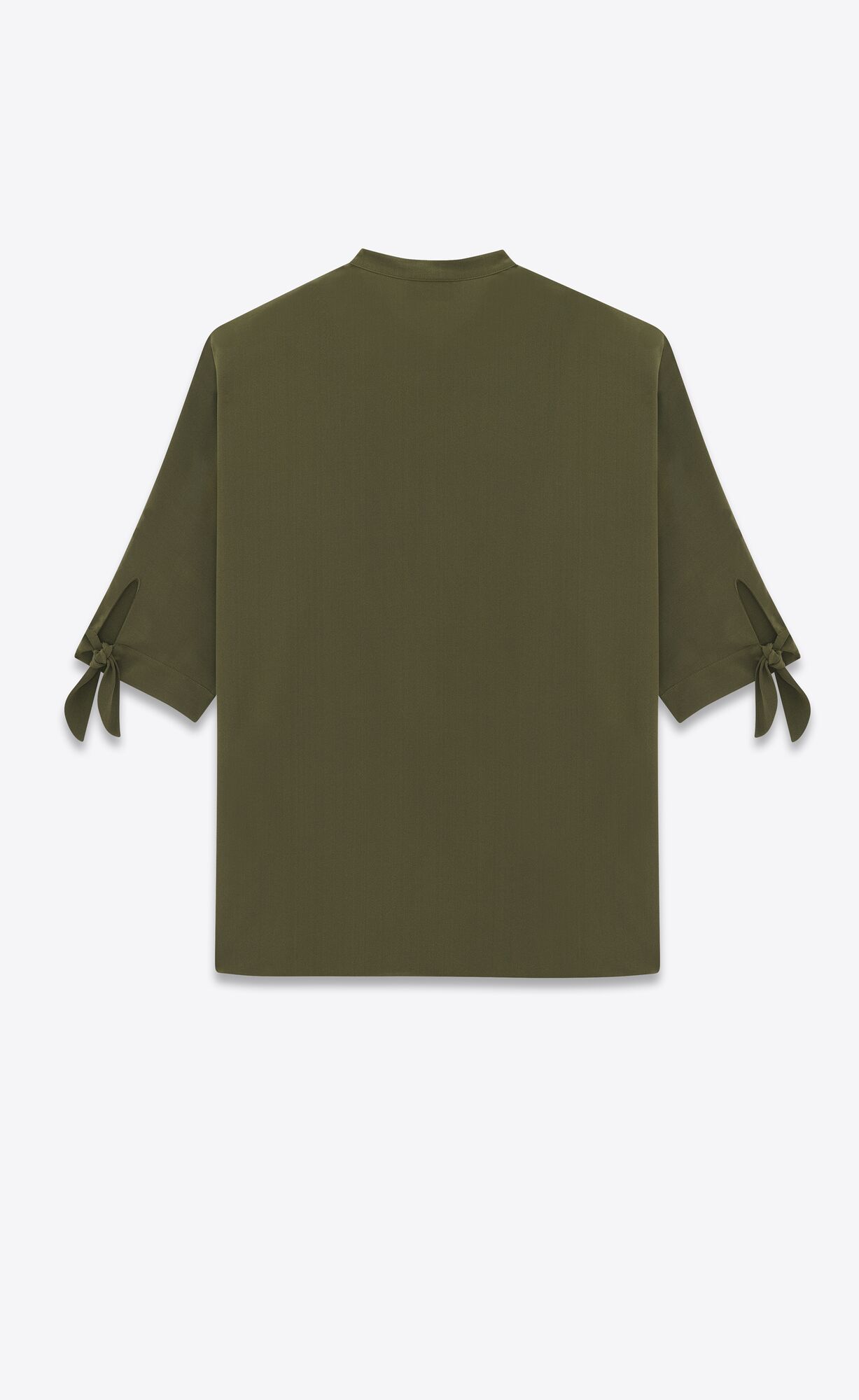 YSL Tunic Shirt In Crepe De Chine Khaki | SKOAL8196