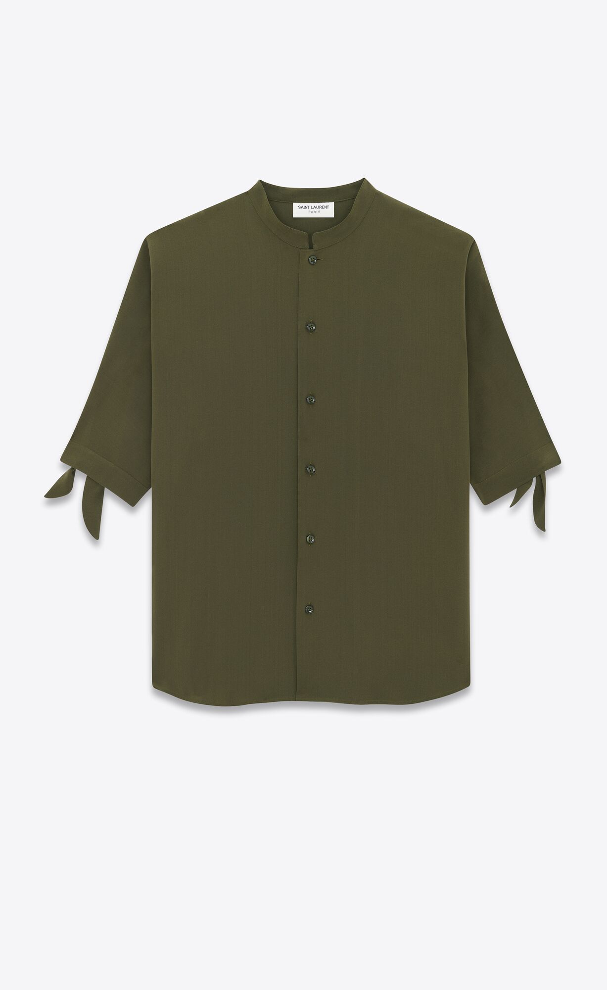 YSL Tunic Shirt In Crepe De Chine Khaki | SKOAL8196