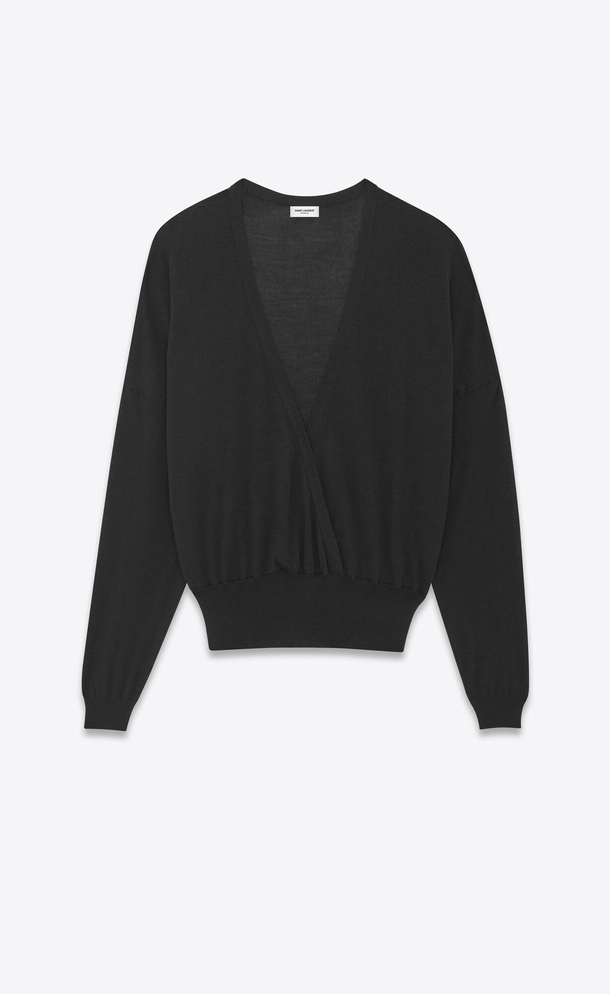 YSL V-neck Sweater In Cashmere, Wool And Silk Black | NHXMC9681