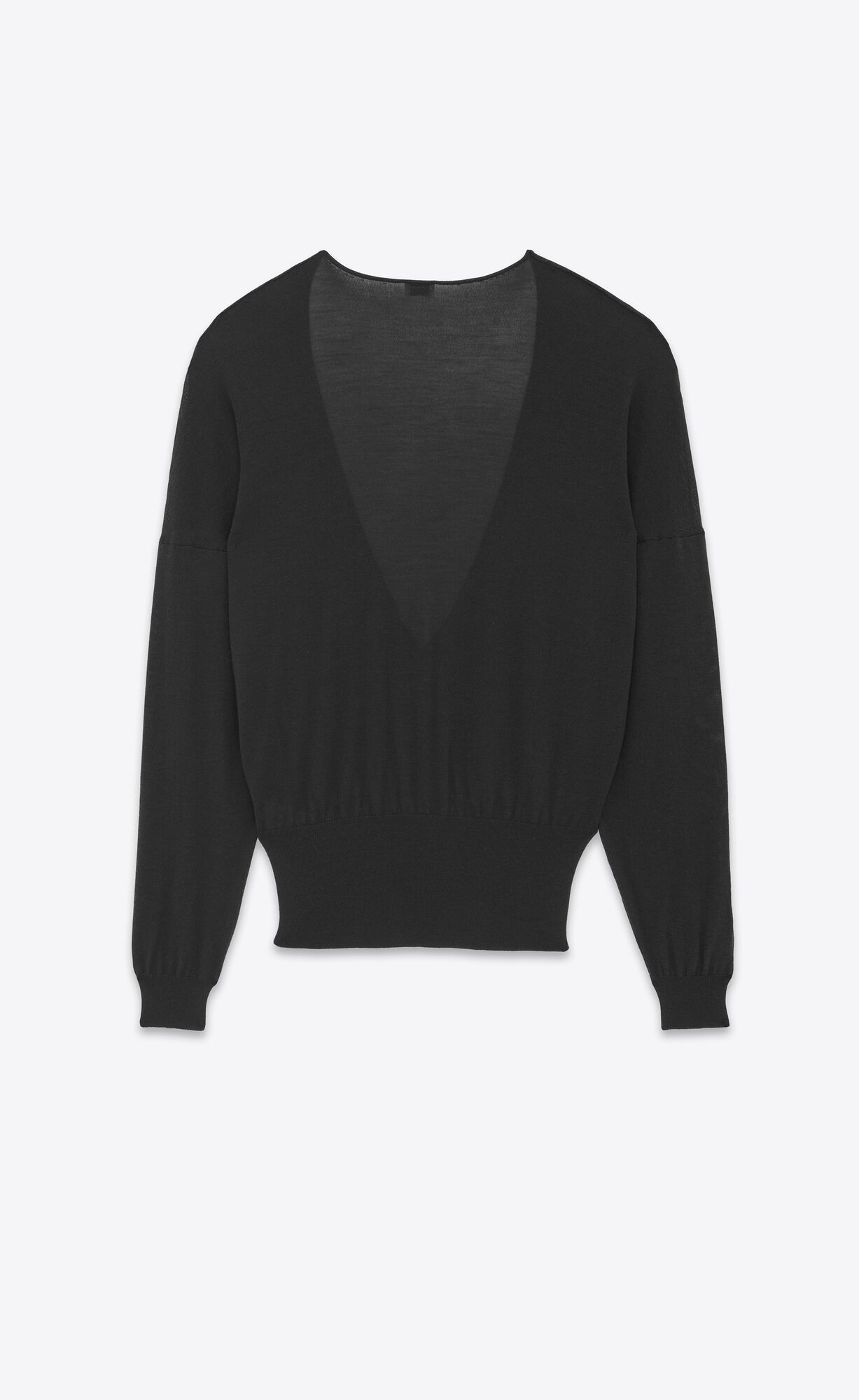 YSL V-neck Sweater In Cashmere, Wool And Silk Black | TXICF9832