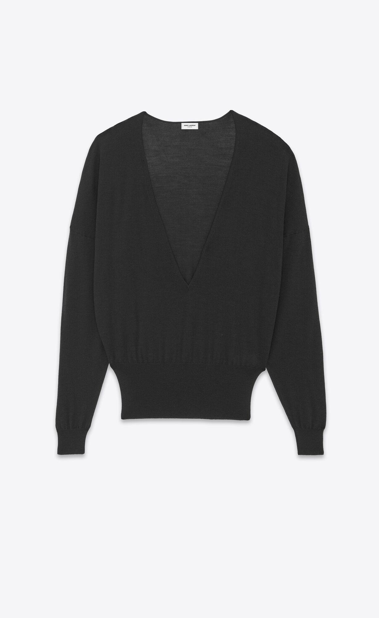 YSL V-neck Sweater In Cashmere, Wool And Silk Black | TXICF9832