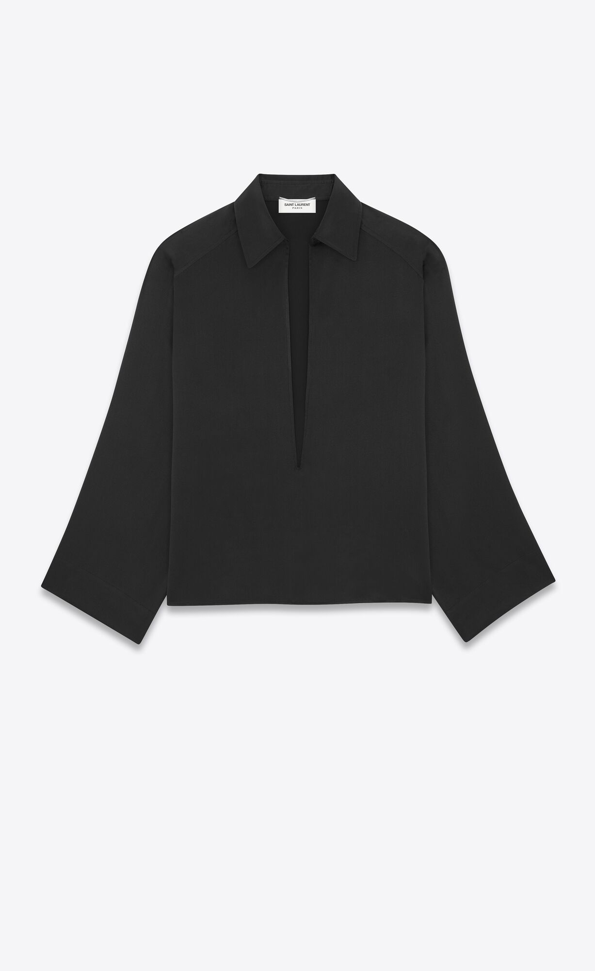 YSL Vareuse Shirt In Crepe Satin Black | JUQML4623