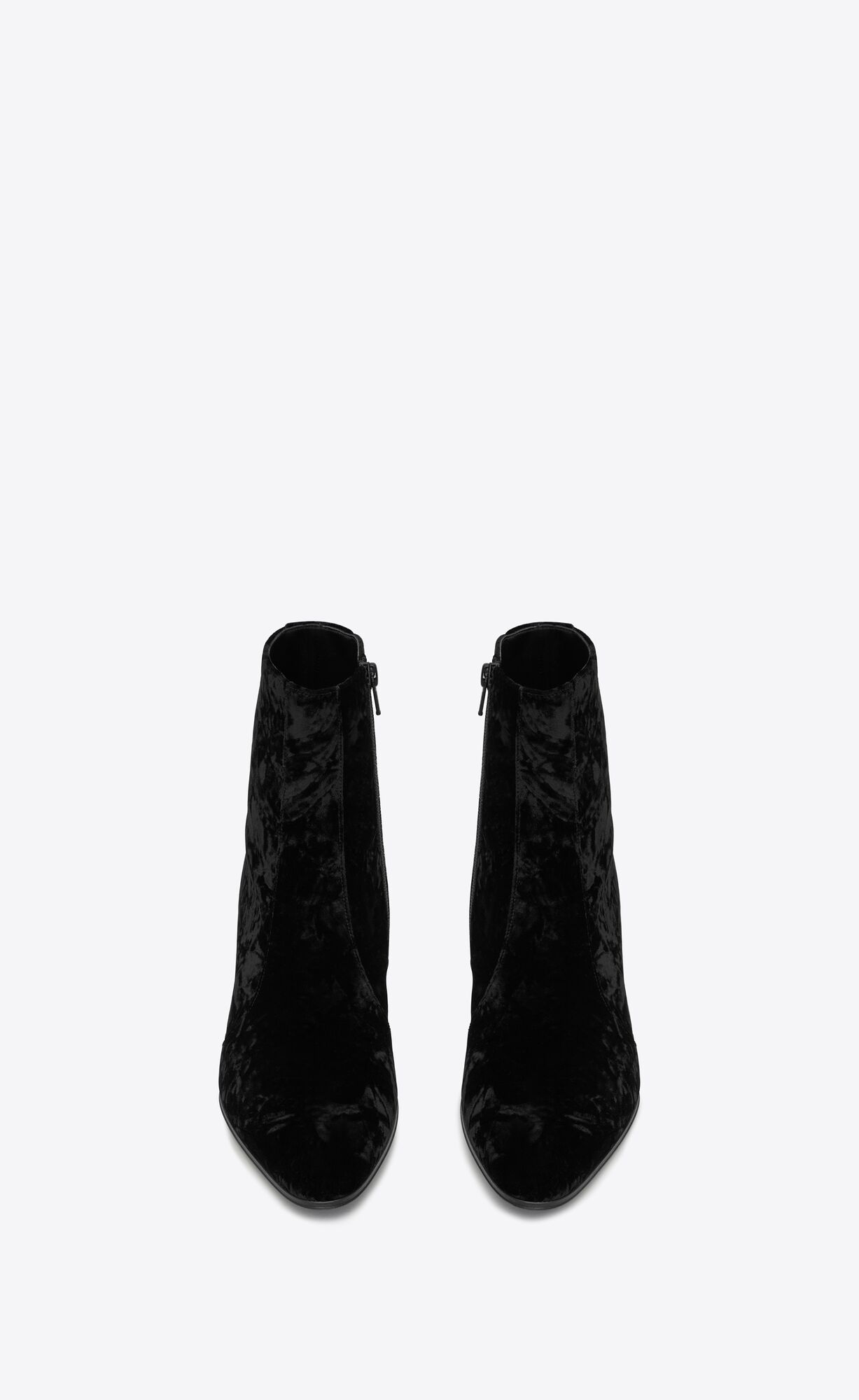 YSL Vassili Zipped Boots In Velvet Noir | HDUTZ4913