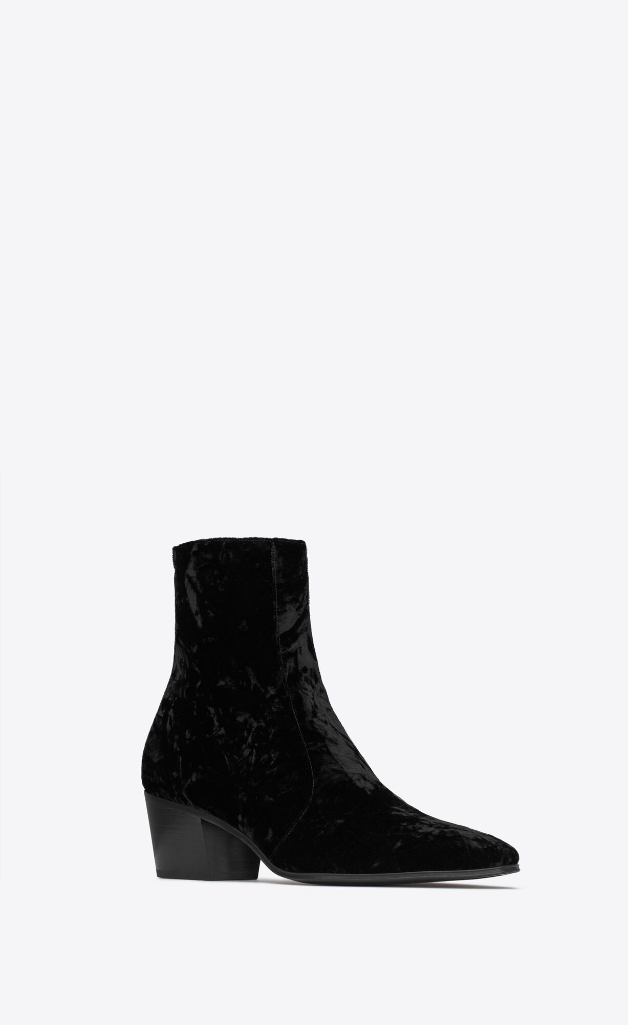 YSL Vassili Zipped Boots In Velvet Noir | HDUTZ4913