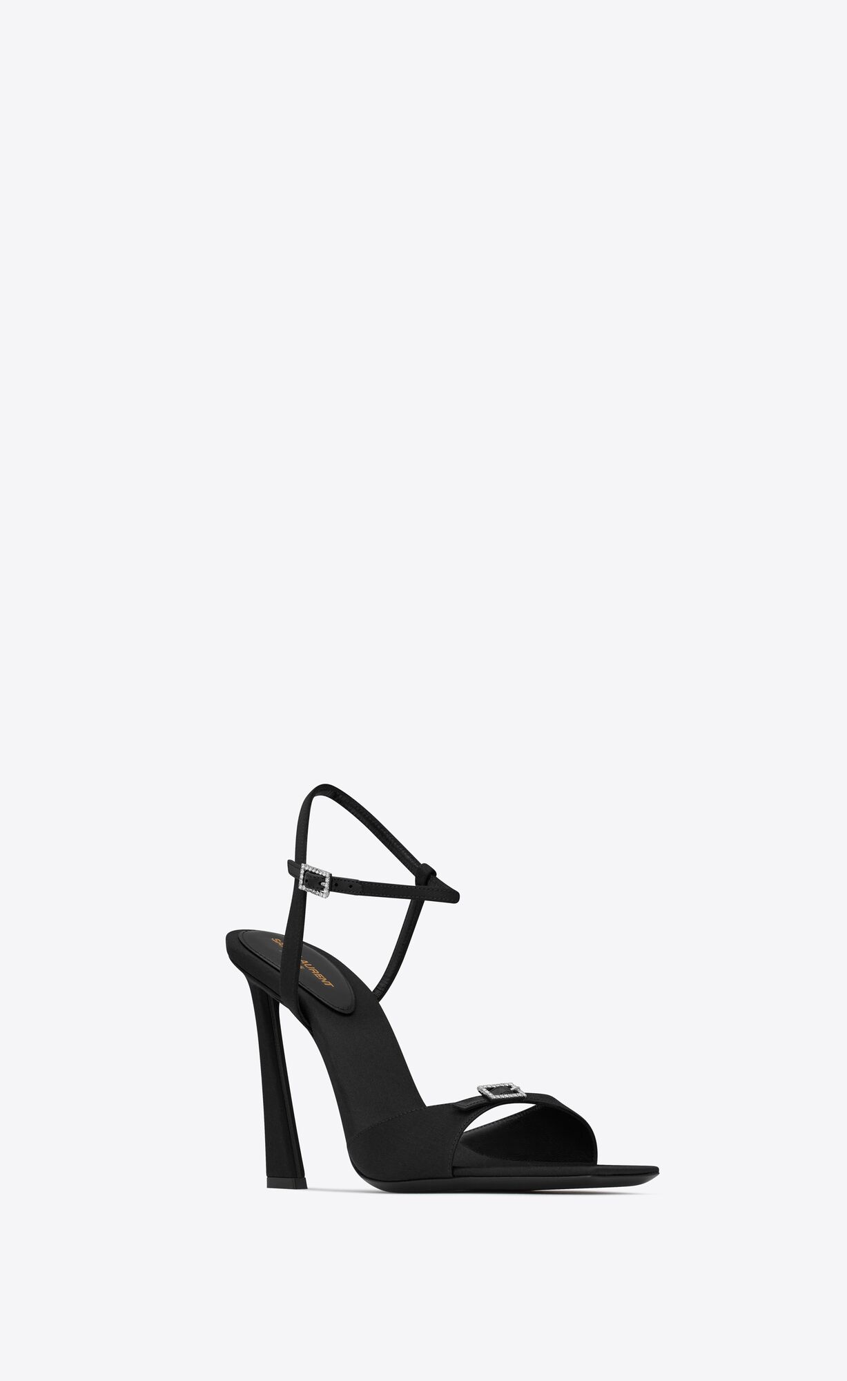 YSL Venue Sandals In Crepe Satin Black | YDSBE3864