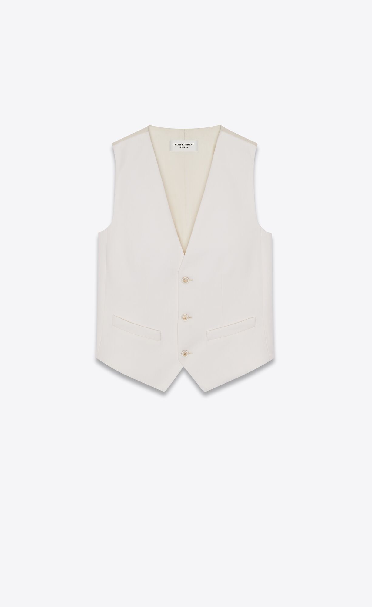 YSL Vest In Grain De Poudre Chalk | QNDRK0819