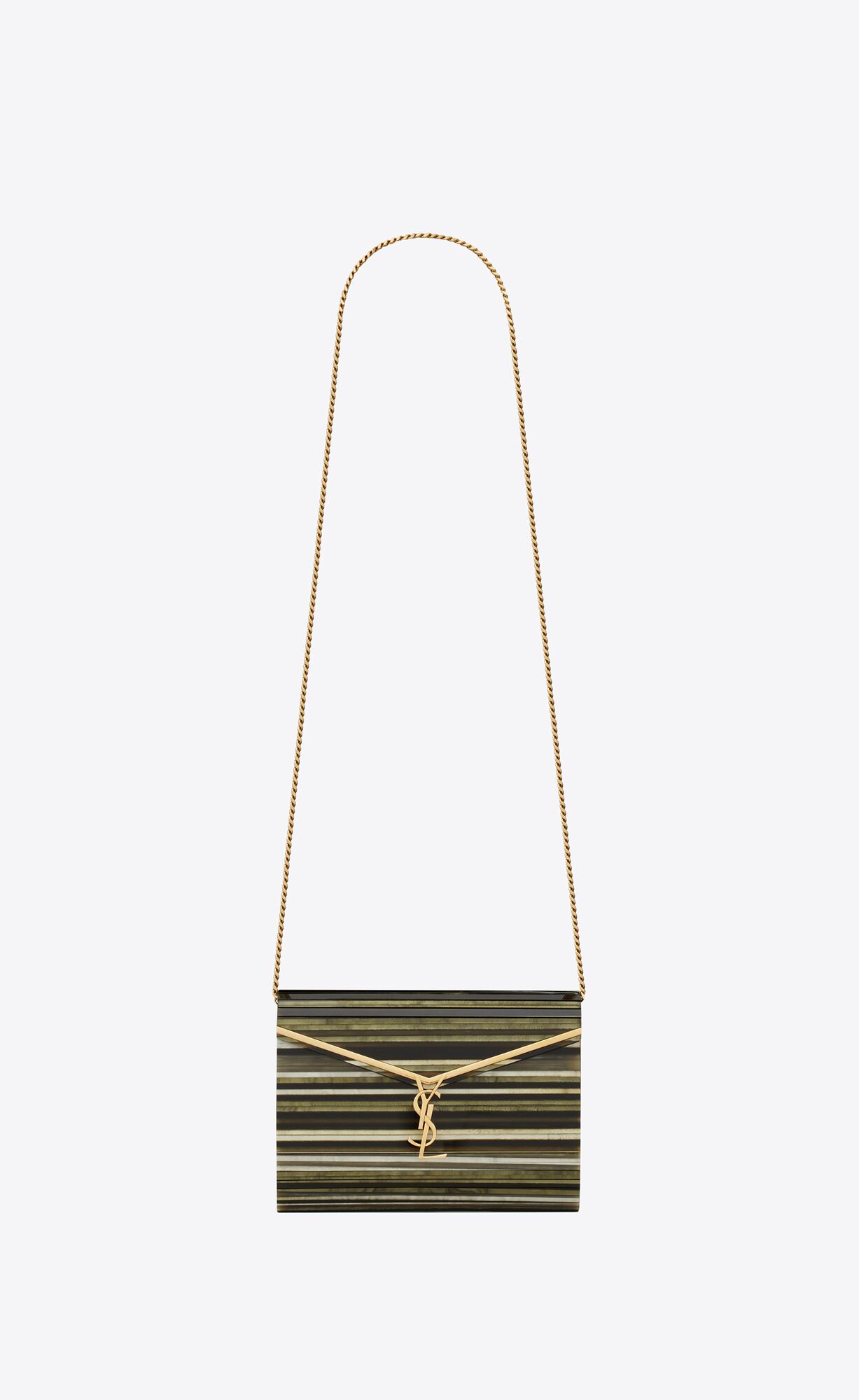 YSL Vicky Miniaudiere In Plexiglass Black, Green And Grey | MLJEY0236