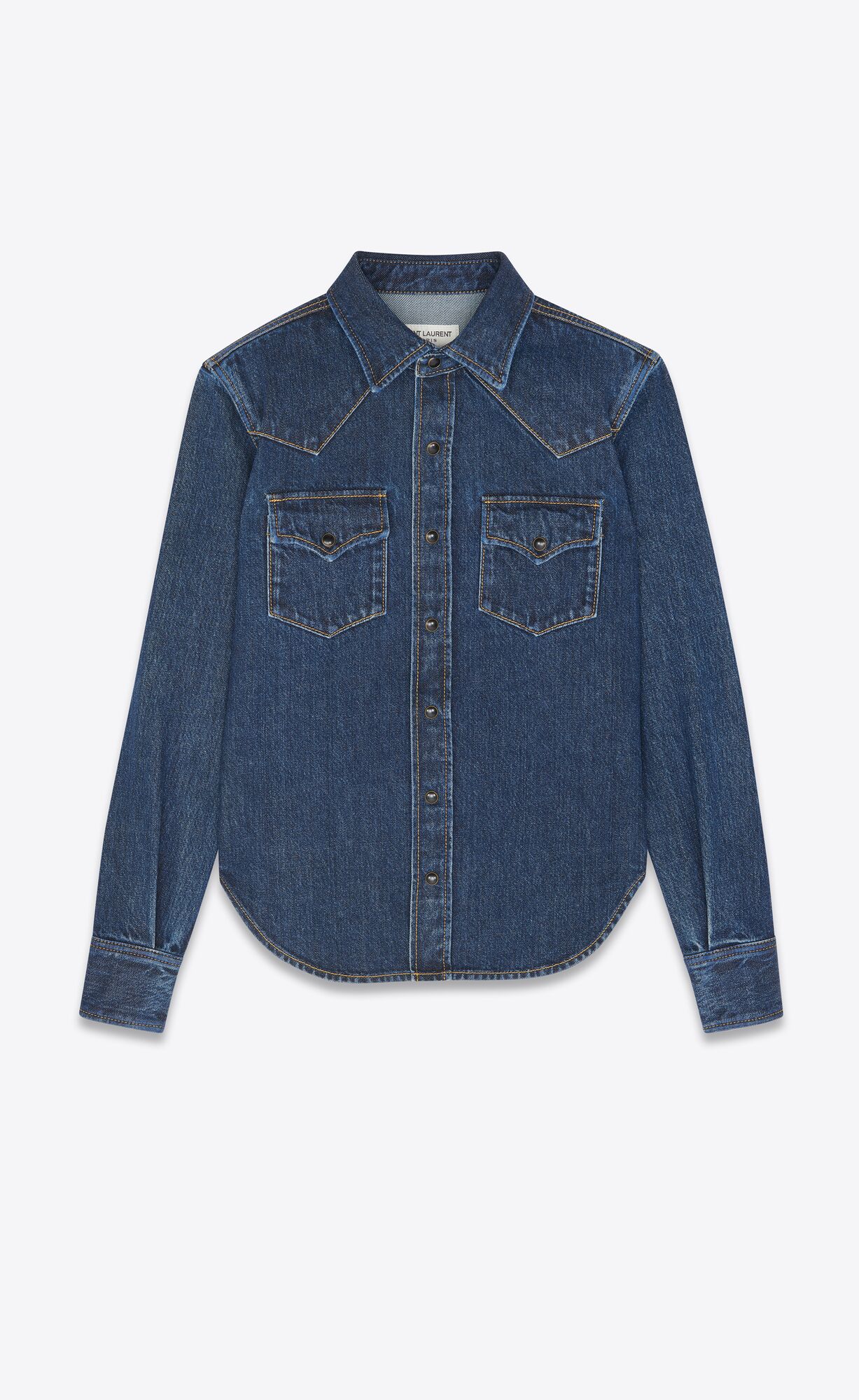 YSL Western Shirt In Deep Sea Blue Denim Deep Sea Blue | XEFZW2918