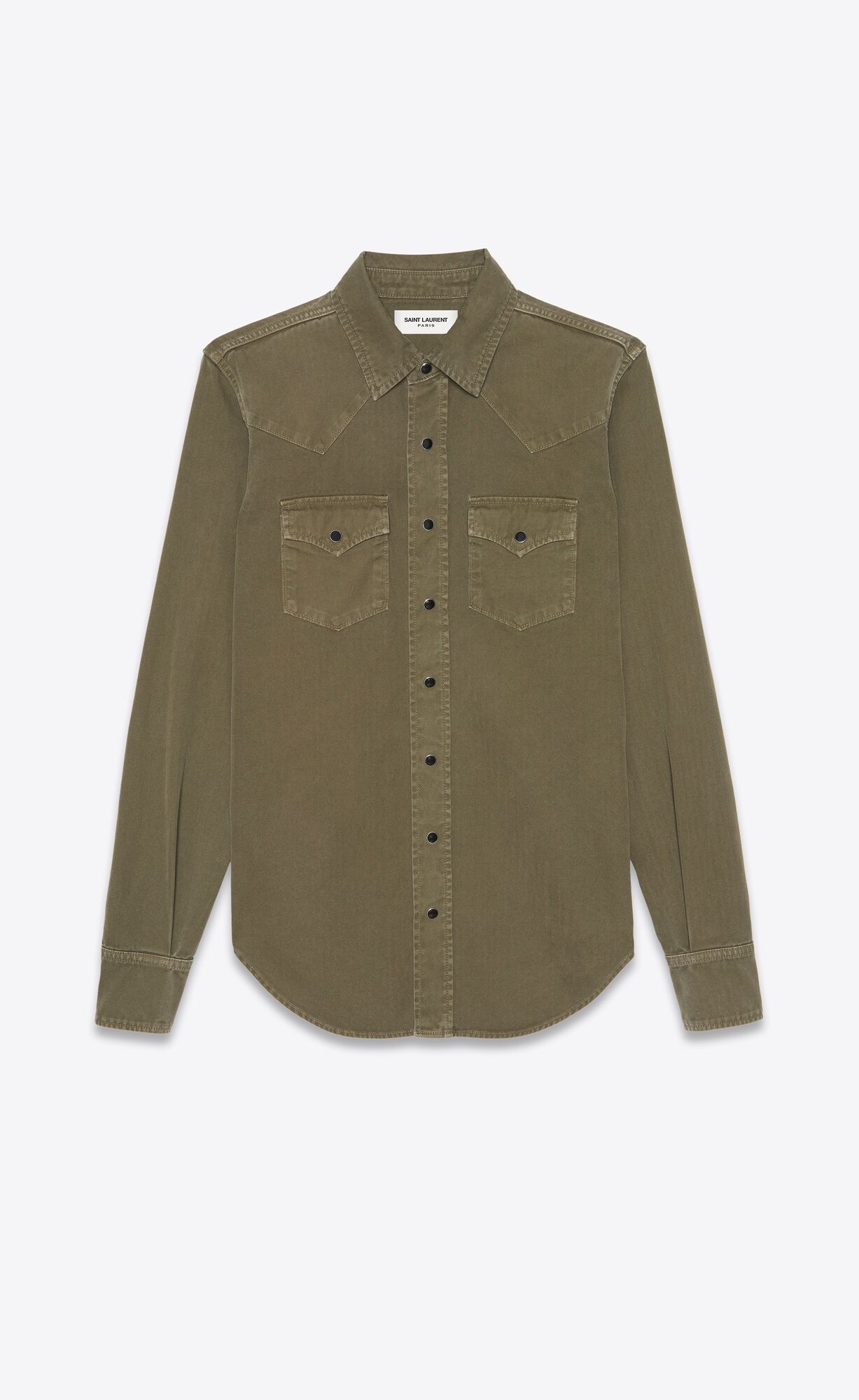 YSL Western Shirt In Khaki Stonewashed Denim Khaki Stonewash | FPRXQ9613