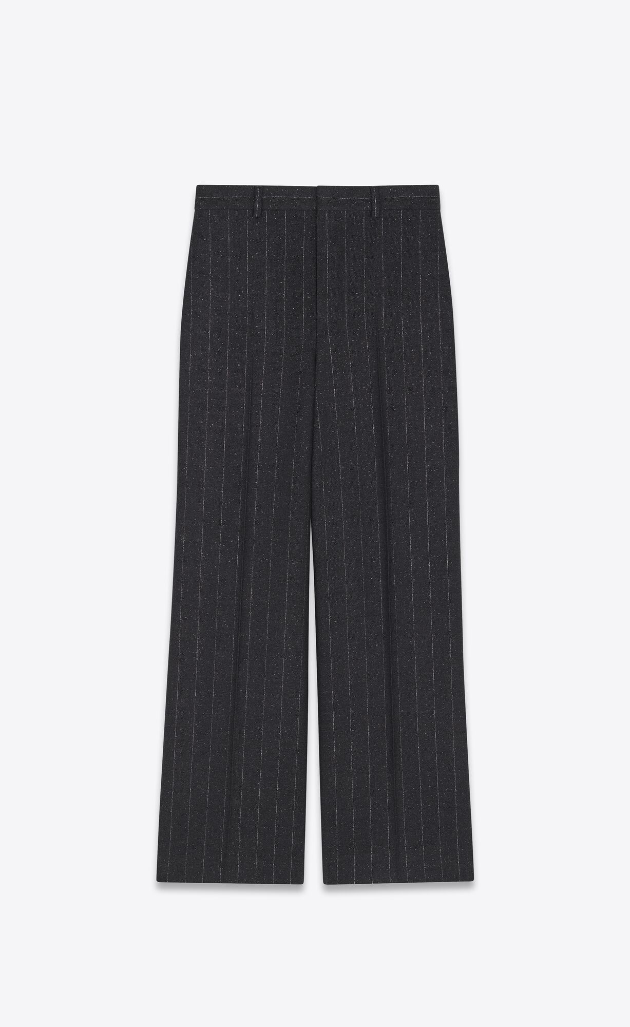 YSL Wide-leg Pants In Pinstripe Wool Anthracite Argent | MLEJY8091